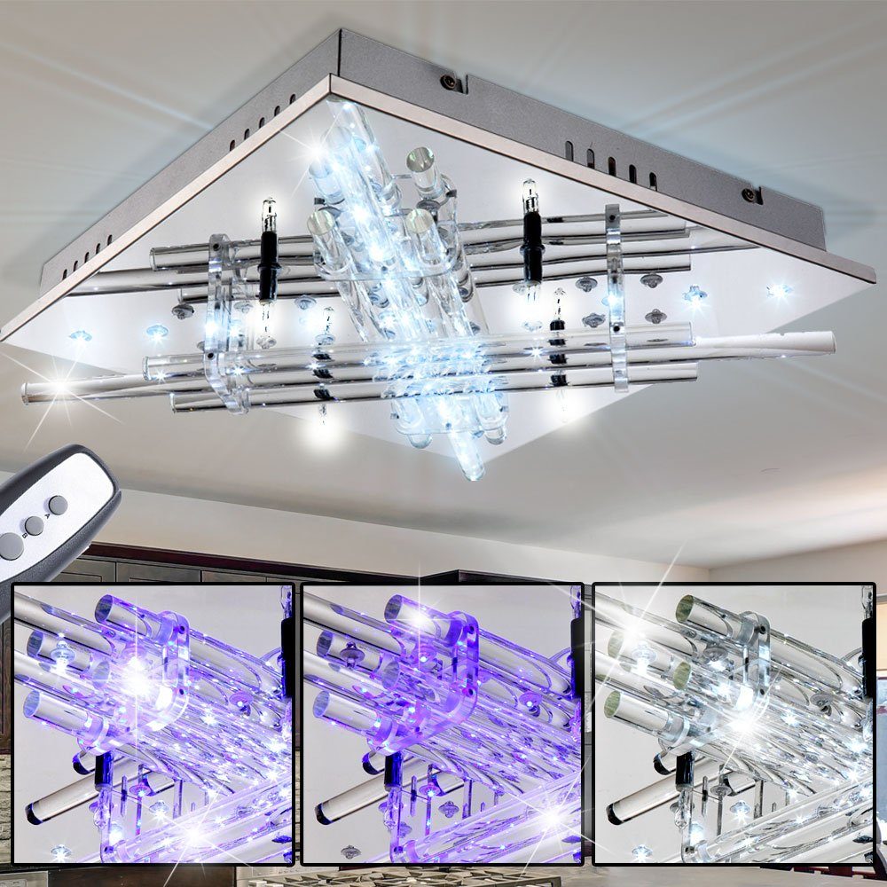 etc-shop LED Deckenleuchte, Leuchtmittel inklusive, Warmweiß, Deckenleuchte Glasstäbe klar Fernbedienung Farben fixierbar LED Picabi