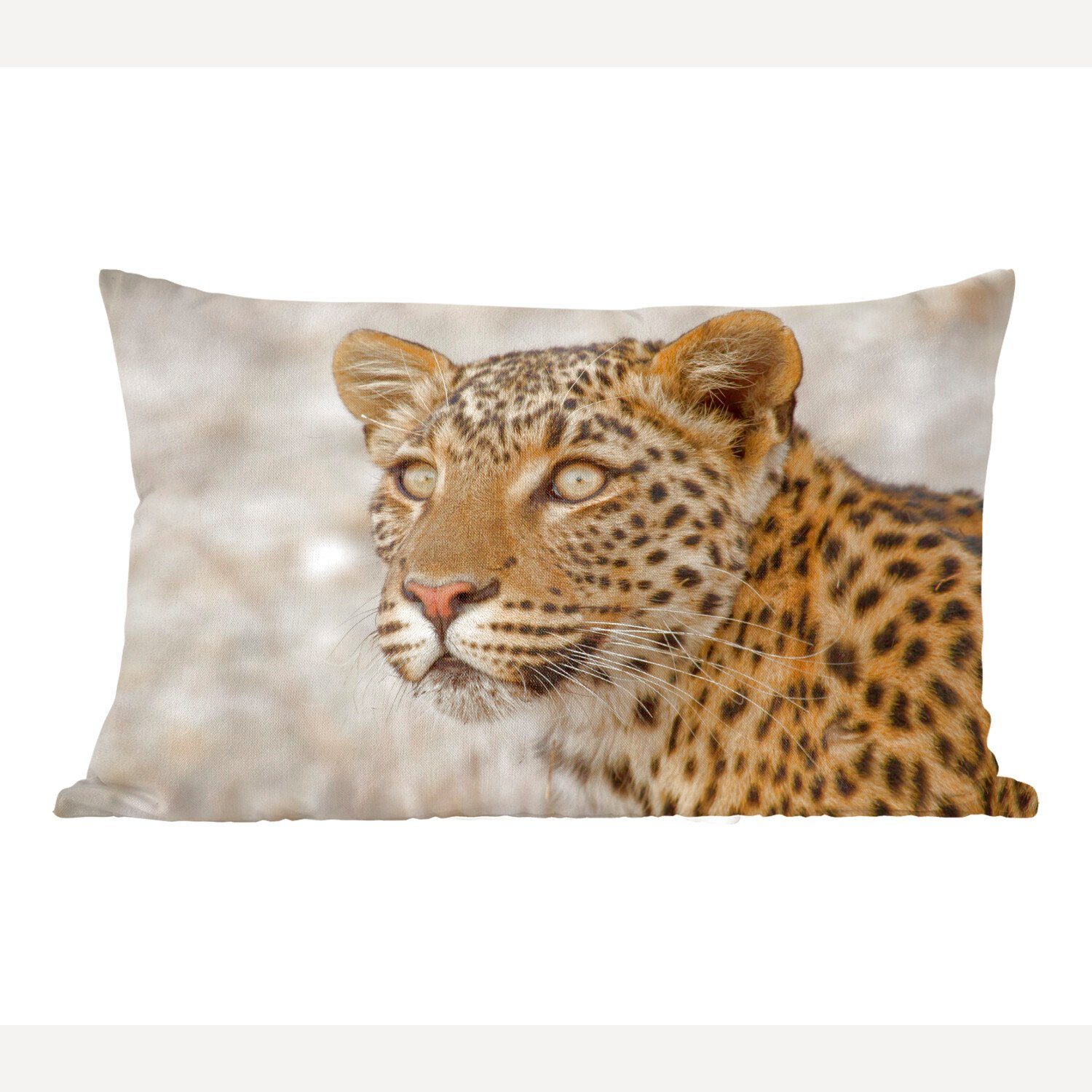 MuchoWow Dekokissen Leopard Füllung, Dekoration, - - Schlafzimmer Dekokissen Zierkissen, Makro mit Braun, Wohzimmer