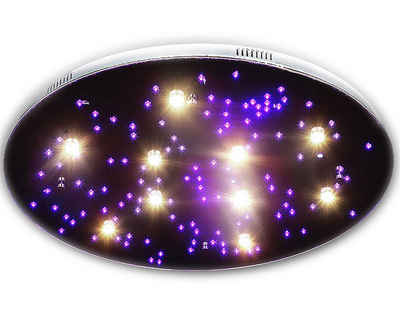 Lewima LED Deckenleuchte Stars, Sternenhimmel Deckenlampe mit RGB Farbwechsel flach, LED für Hauptbeleuchtung in Warmweiß, Subbeleuchtung der Decke in Kaltweiß, XXL Ø80cm mit Fernbedienung und Stufenschaltung