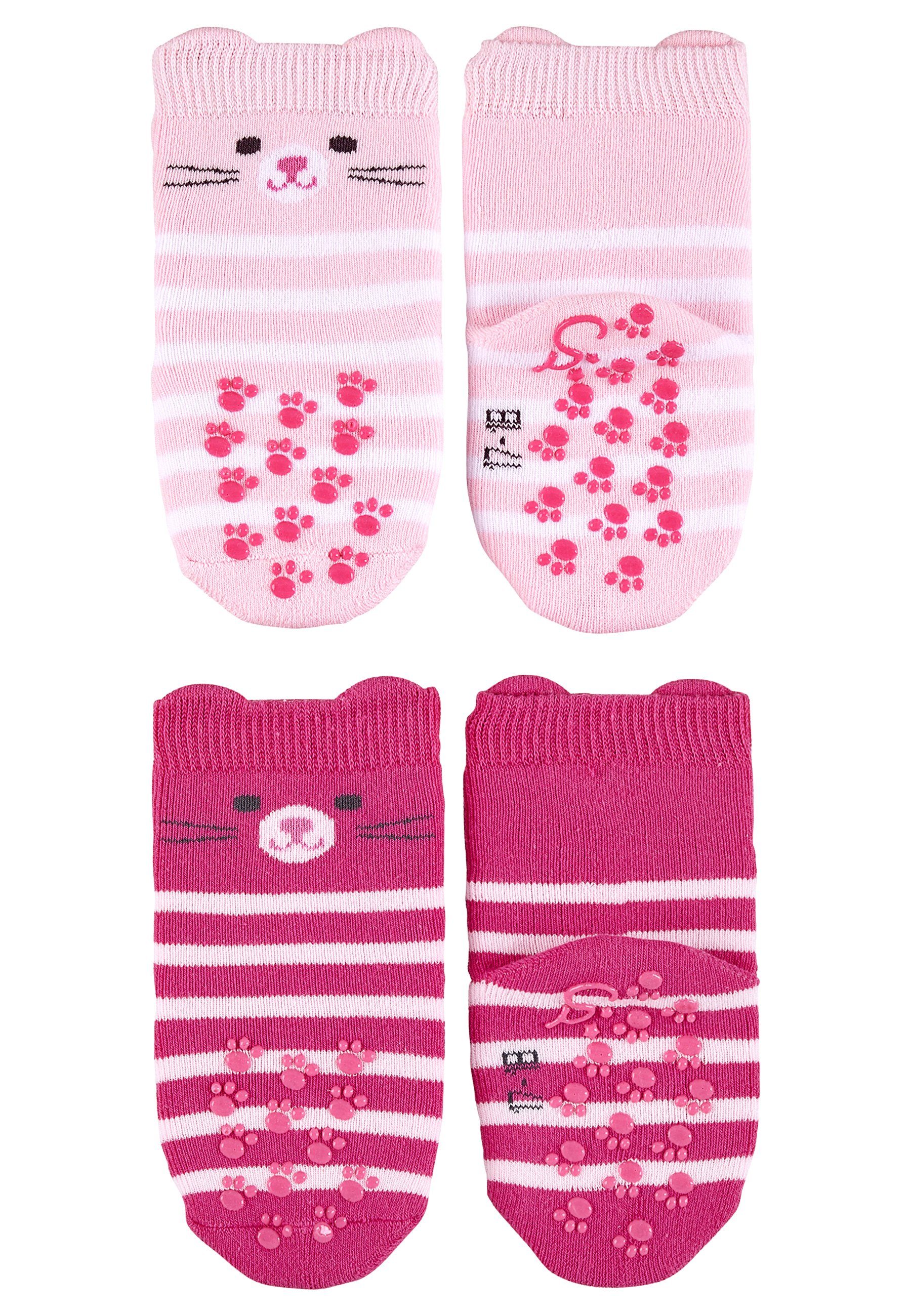 Sterntaler® Basicsocken ABS Krabbelsocken 2er-Pack Katze (2-Paar, 2er-Pack) Krabbelsocken mit Noppen an der Sohle, ABS- Socken mit süßen Motiven