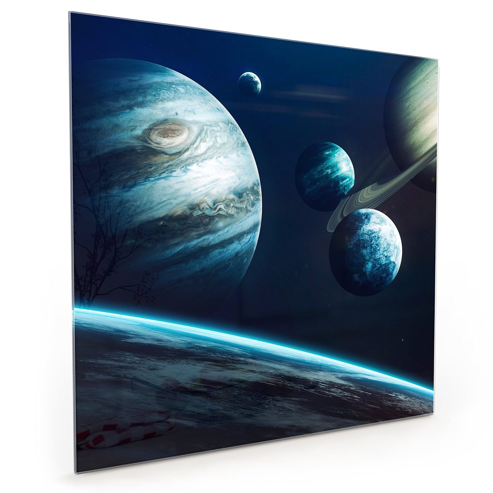 Primedeco Küchenrückwand Küchenrückwand Spritzschutz Glas mit Motiv Planeten des Sonnensystems