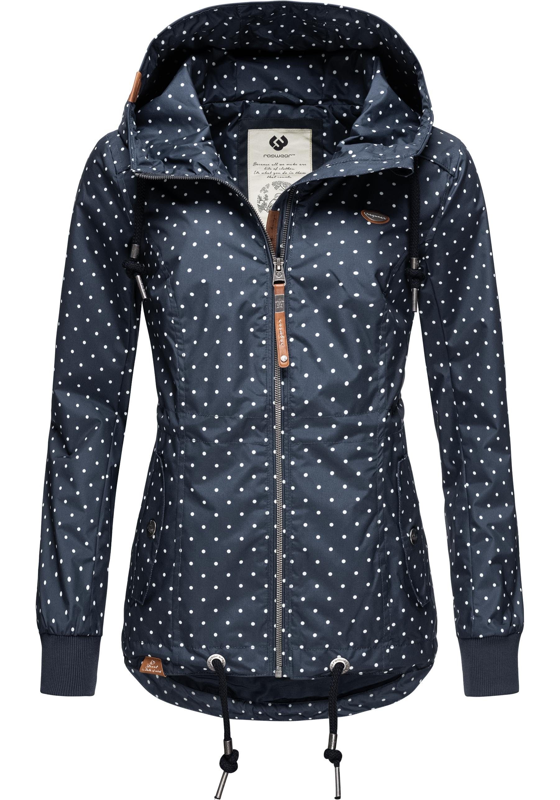 Ragwear Outdoorjacke Danka Dots stylische Übergangsjacke mit großer Kapuze