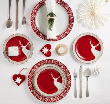 Retsch Arzberg Kombiservice Geschirr-Set, Service Nordic Reindeer, Winter, Advent, Weihnachten (16-tlg), 4 Personen, Porzellan, Rentier-Design, 16 Teile, für 4 Personen