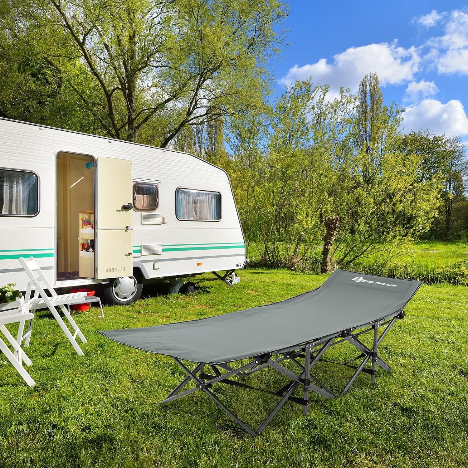 KOMFOTTEU Feldbett Campingbett klappbar mit Seitentasche günstig online kaufen