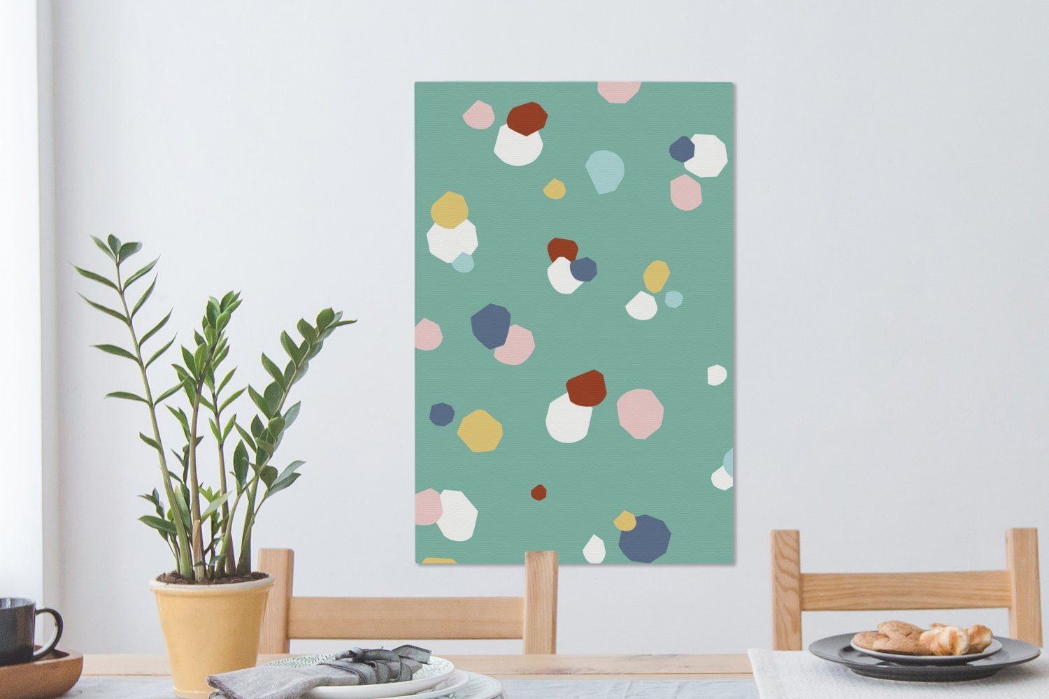 St), bunt Dots - 40x60 Bilder Wohnzimmer Leinwandbild Schlafzimmer, cm für Grün, OneMillionCanvasses® Leinwand Kinder (1 -