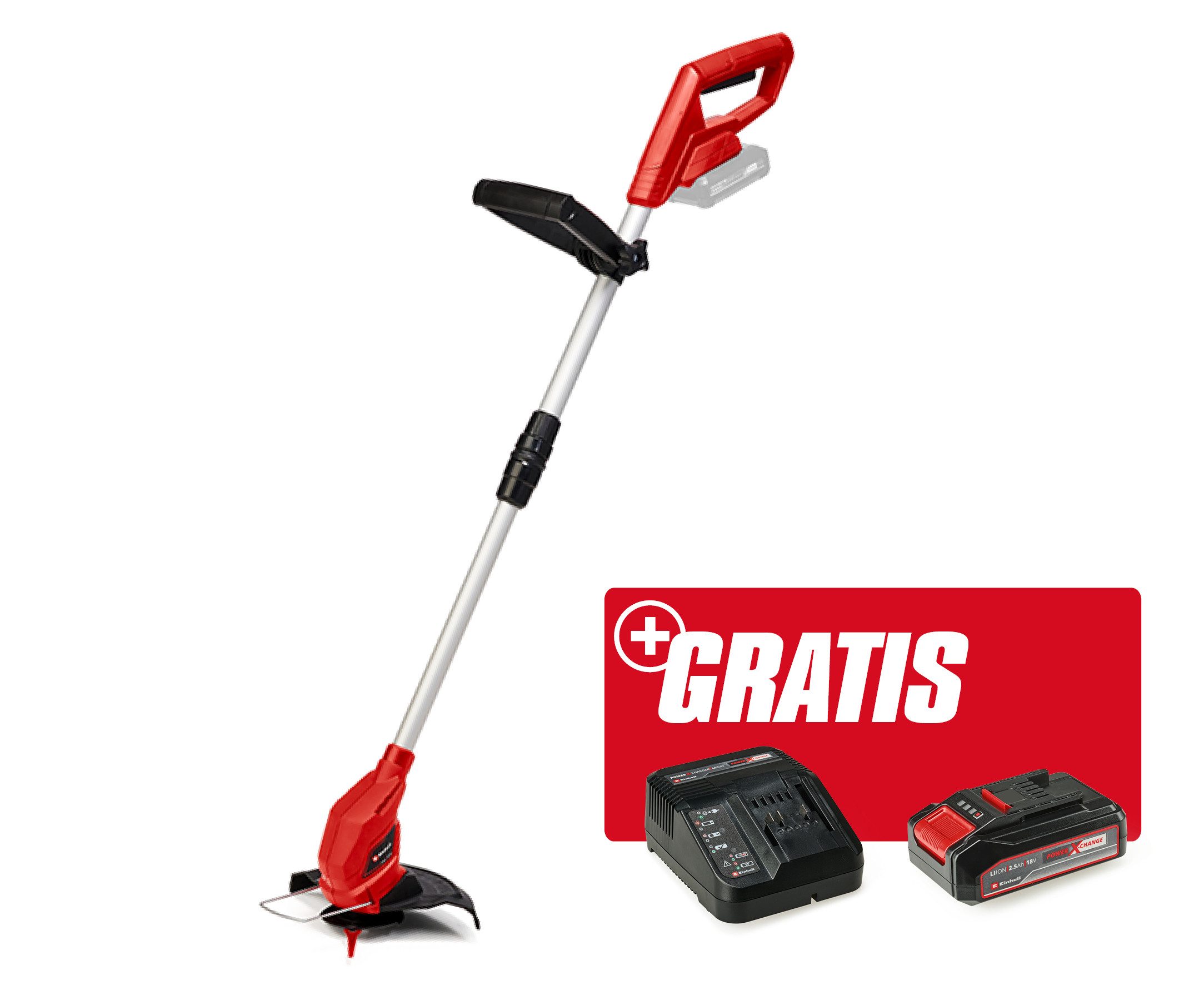 Einhell Akku-Rasentrimmer GC-CT 18/24 Li (1x2,5 Ah), 24 cm Arbeitsbreite Messer, (Set), inkl. Akku und Ladegerät