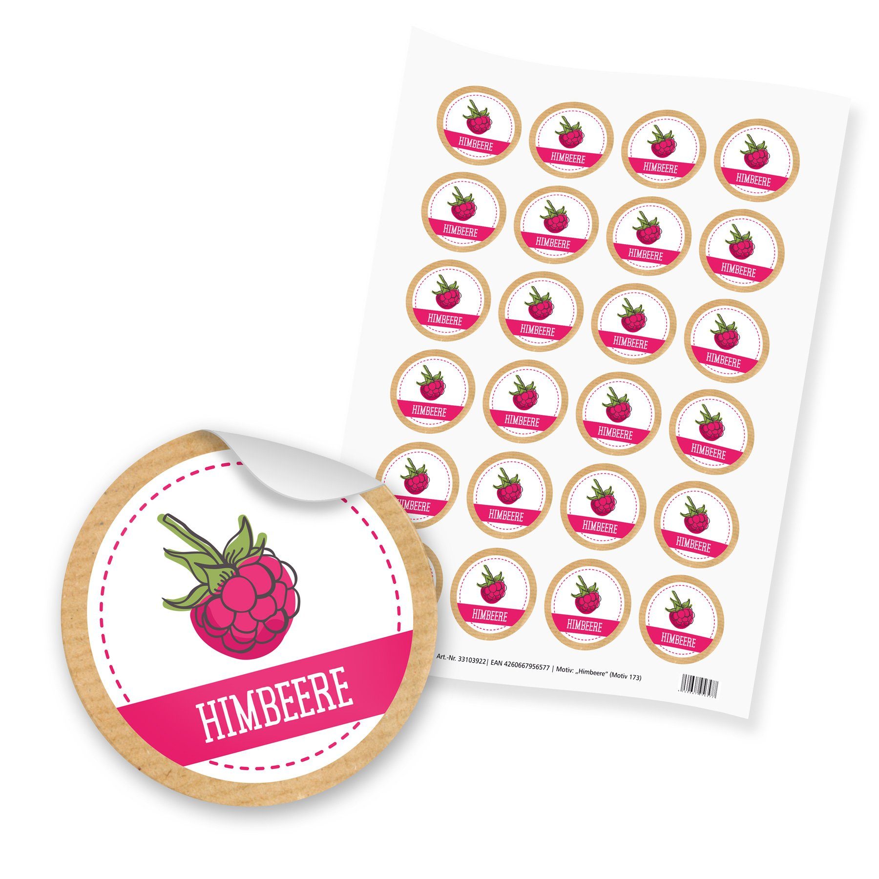 itenga Aufkleber itenga 24x Sticker "Himbeere" (Motiv 173)