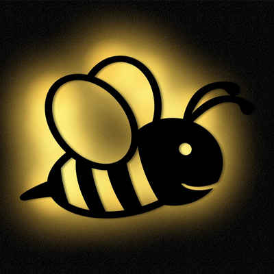 Namofactur LED Nachtlicht Wandlampe Biene Holz Wand Deko Lampe Nachtlicht I Kinderzimmer, Ohne Zugschalter/Stern, LED fest integriert, Warmweiß
