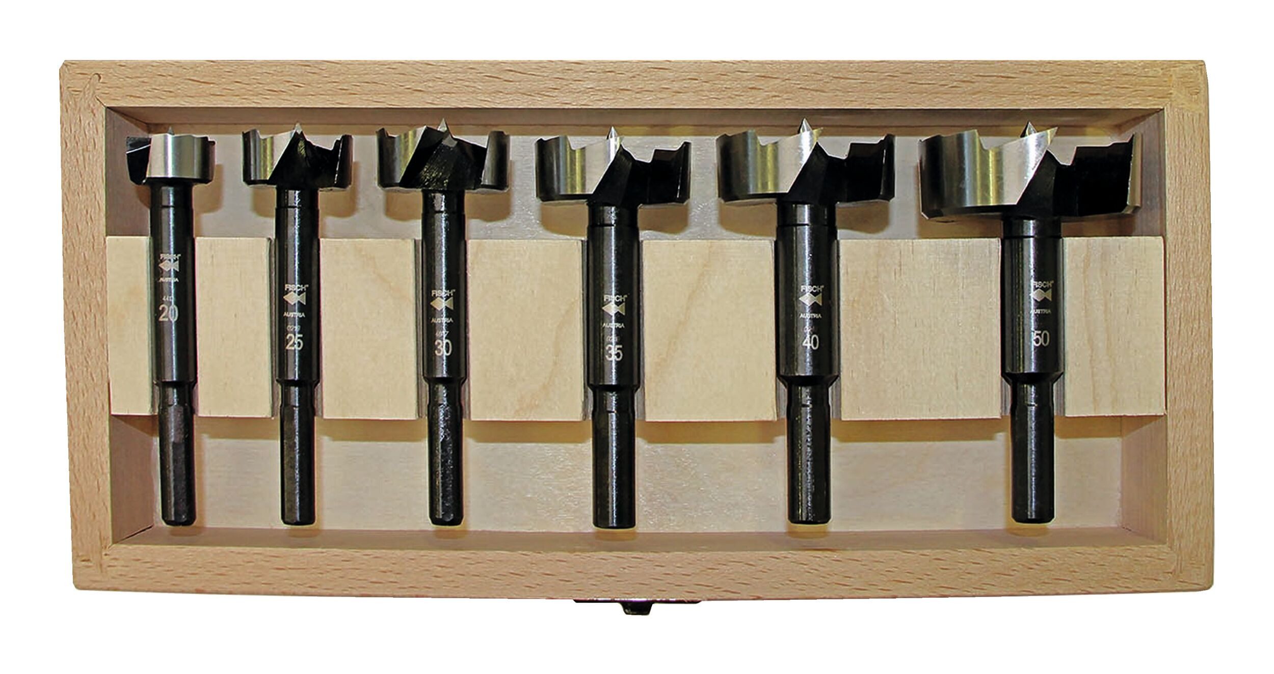 Fisch Holzbohrer, (6-tlg), Forstnerbohrer-Satz Black Shark Pro 20, 25, 30, 35, 40, 50 mm