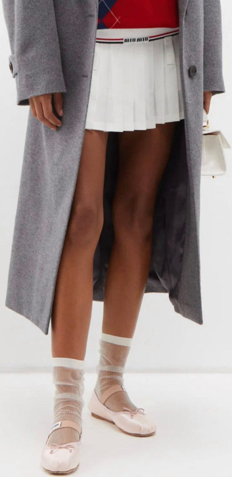 Miu Miu Minirock Tennisrock Plissee Minirock Mini Tennis Preppy Short Catwalk Skirt Plissee-Optik, Gürtelschlaufen, Seitlicher Reißverschluss