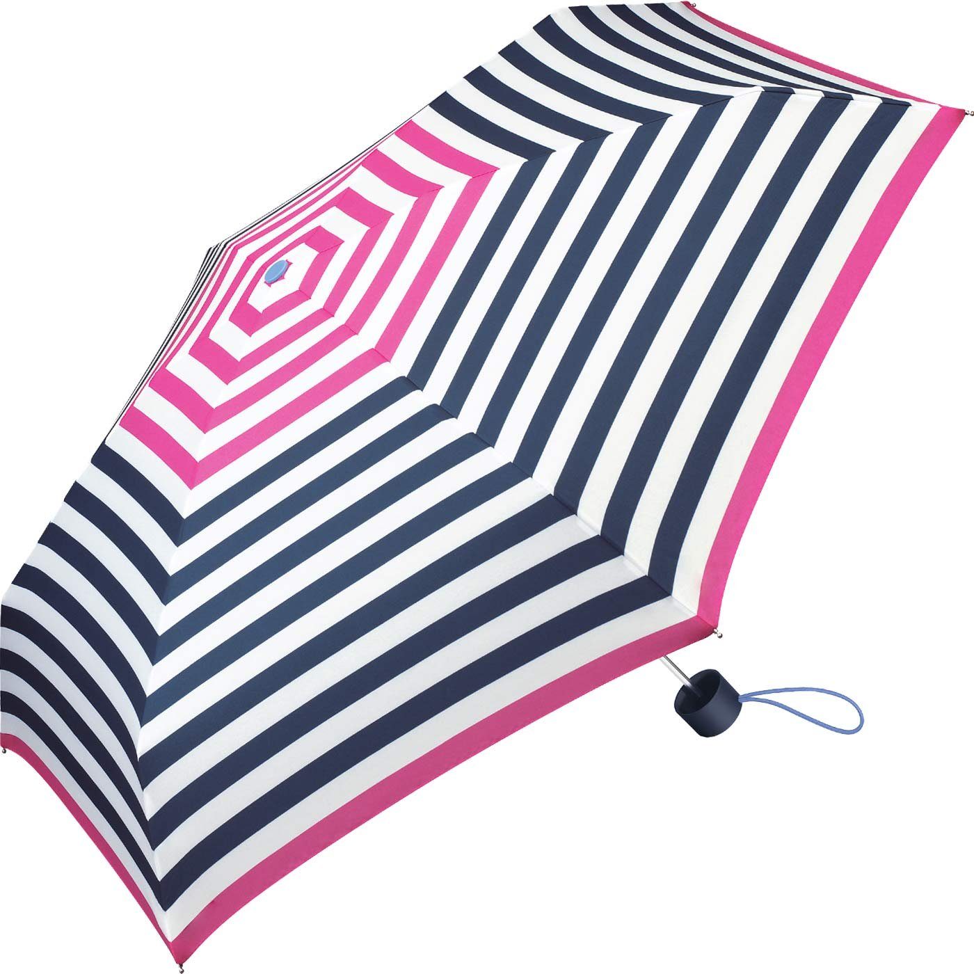 pink-navy jugendlichem Damen, Esprit mit - für kleiner, Streifenmuster handlicher Schirm Taschenregenschirm
