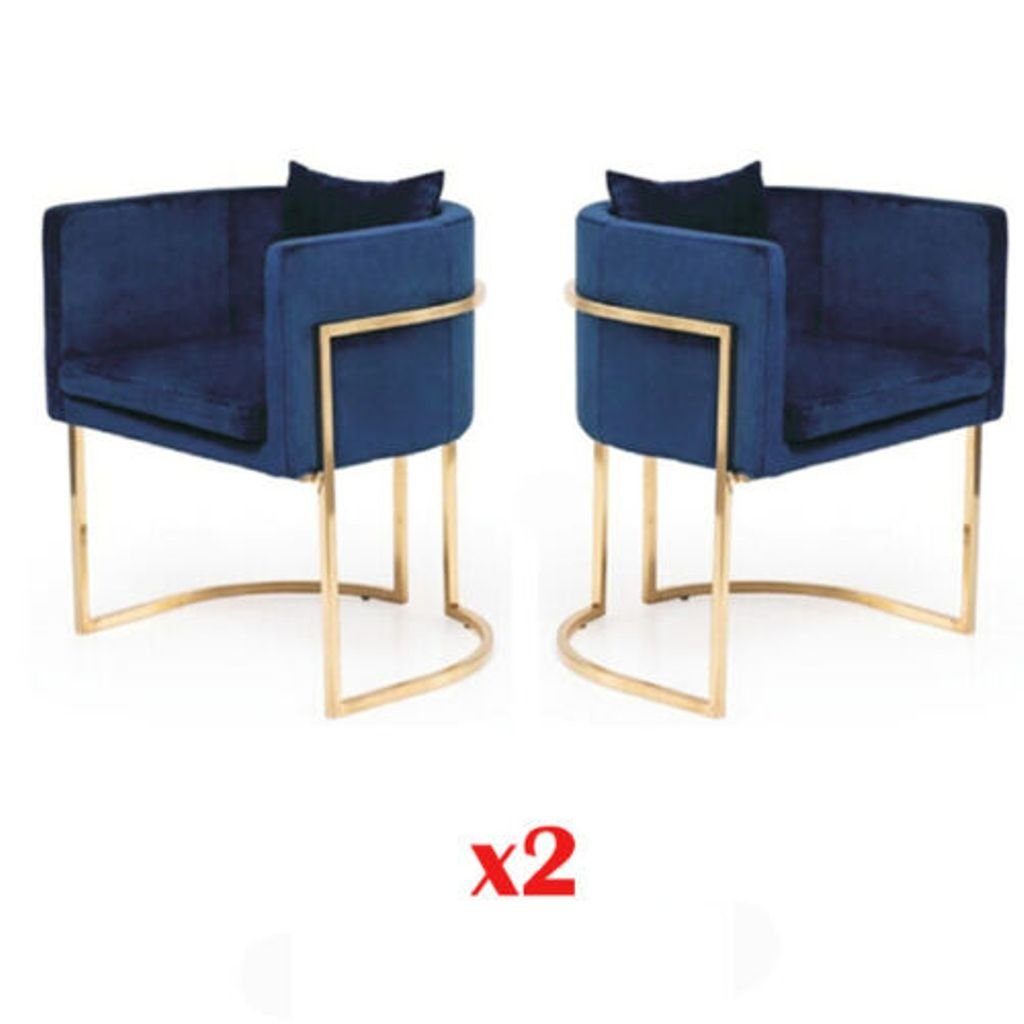 JVmoebel Loungesessel, Stuhl 2x Ess Zimmer Stühle Sessel Edelstahl Design Metall Stahl