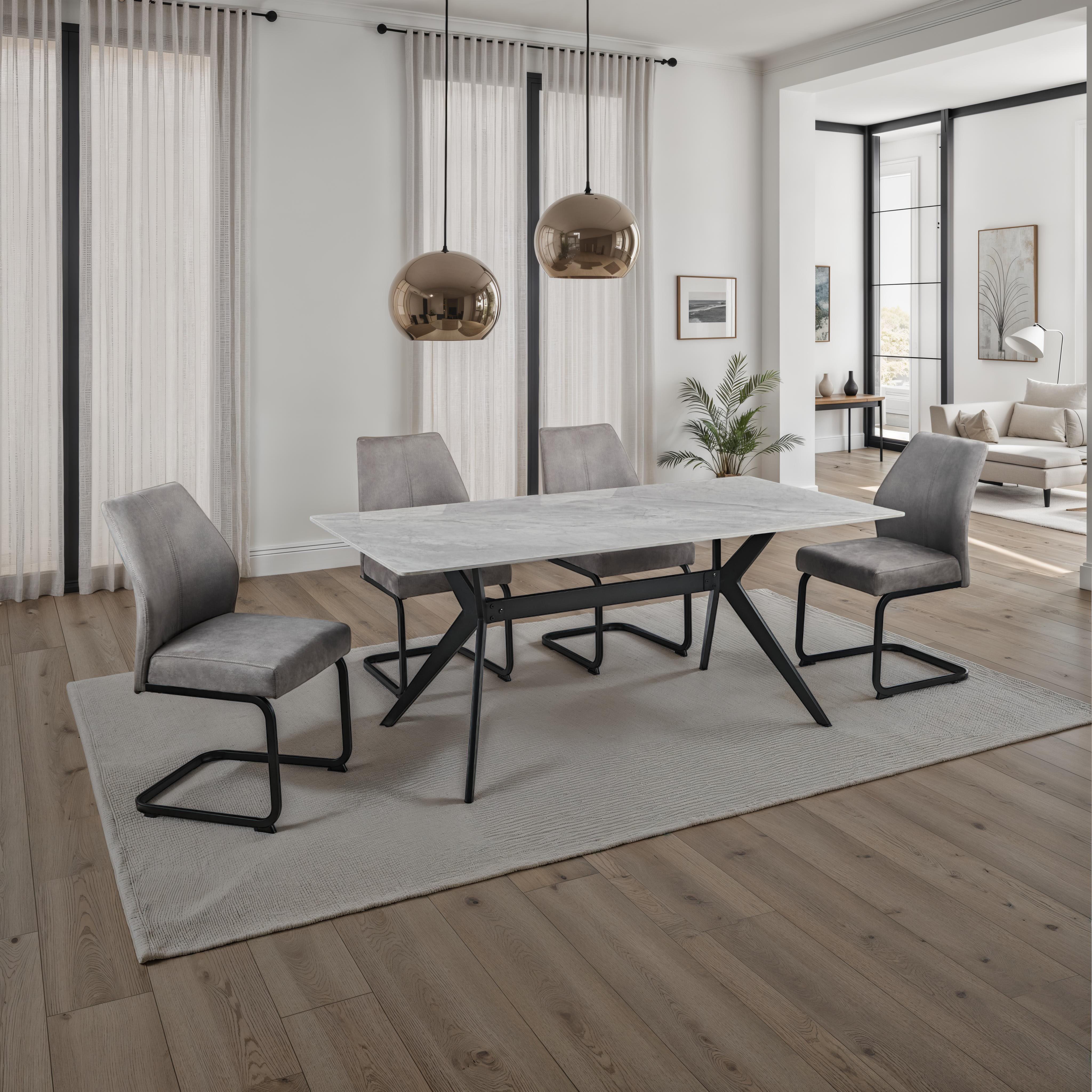 HELA Esstisch PACCINO (1-St), Sintered Stone, Marmoroptik, Platte fest (1 cm), Metallgestell konisch