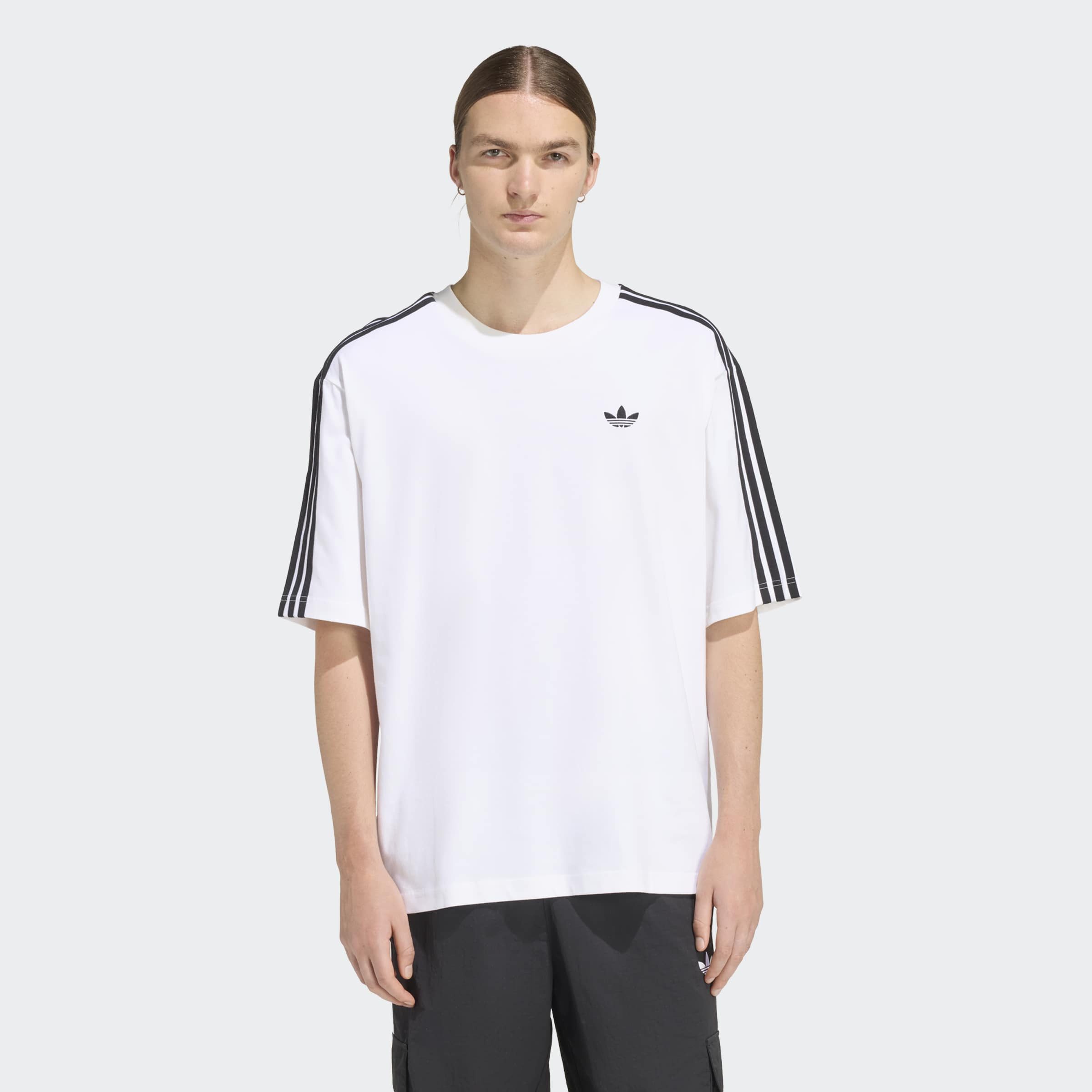 adidas Originals T-Shirt ADICOLOR 3-STREIFEN OVERSIZE mit Rundhalsausschnitt, ohne Verschluss, aus Baumwolle