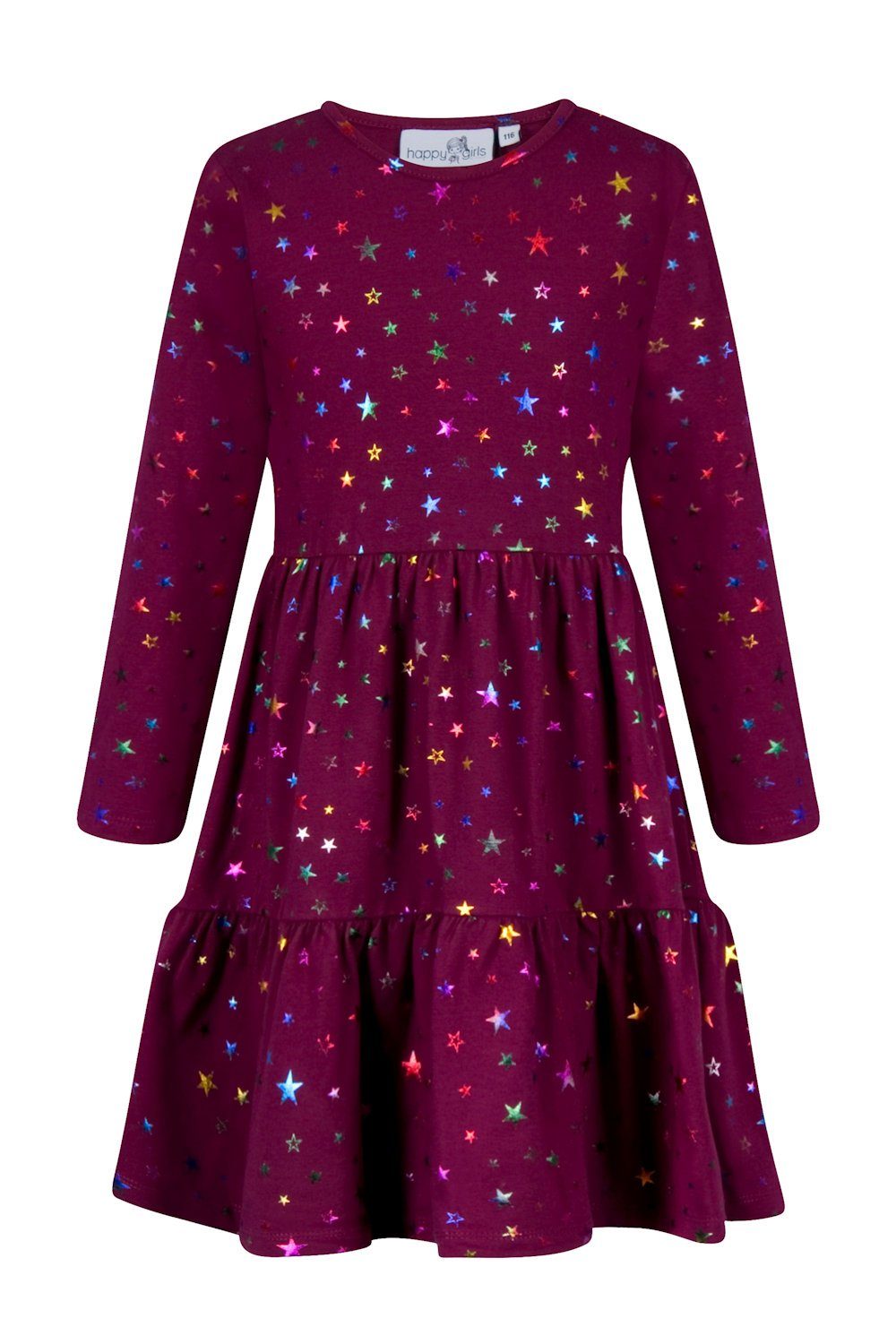 happy girls A-Linien-Kleid Happy girls Kleid Langarm Jerseykleid Sterne berry (1-tlg)