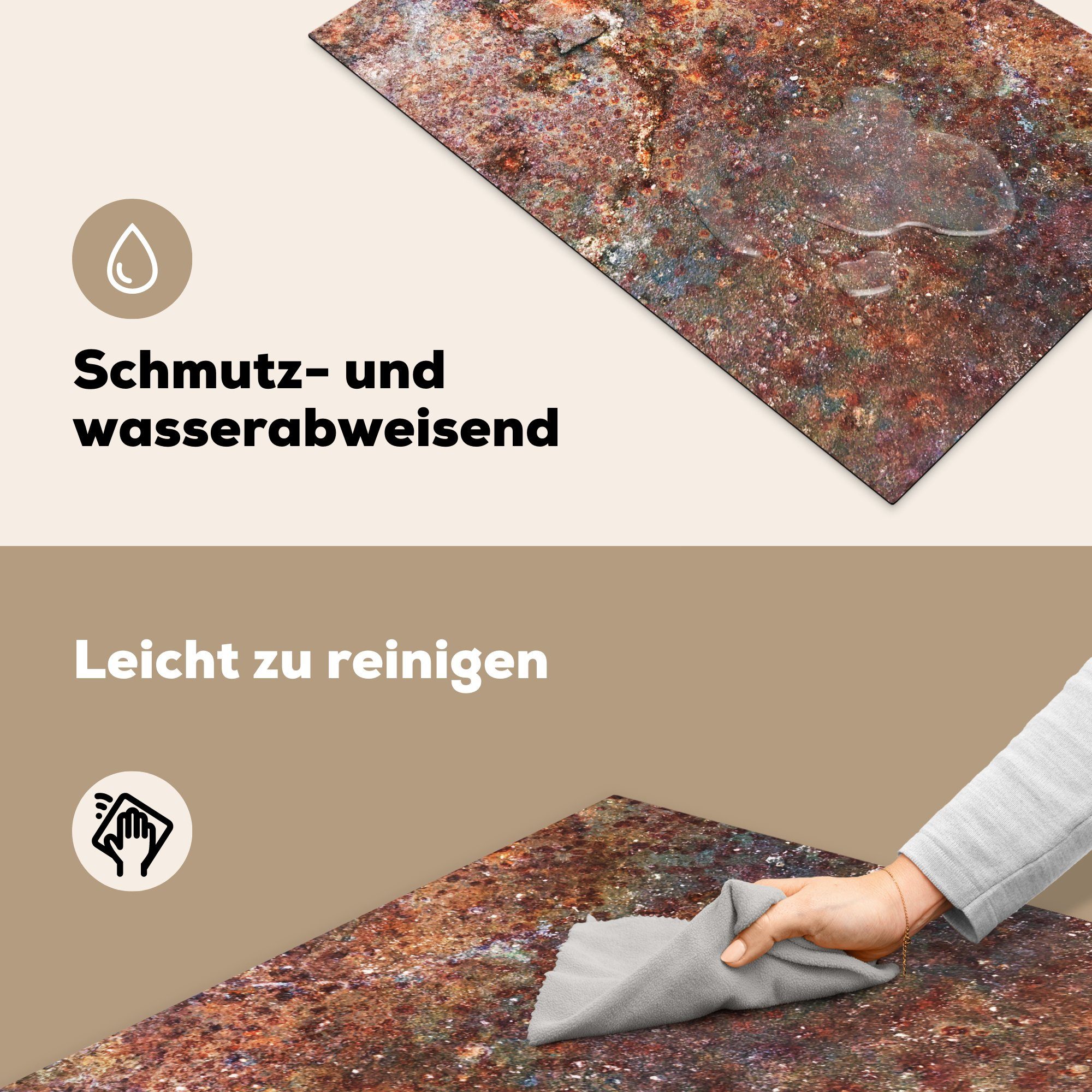 MuchoWow Herdblende-/Abdeckplatte Metall - Platte Induktionskochfeld Schutz Ceranfeldabdeckung Rost, 81x52 küche, für tlg), Vinyl, cm, - die (1