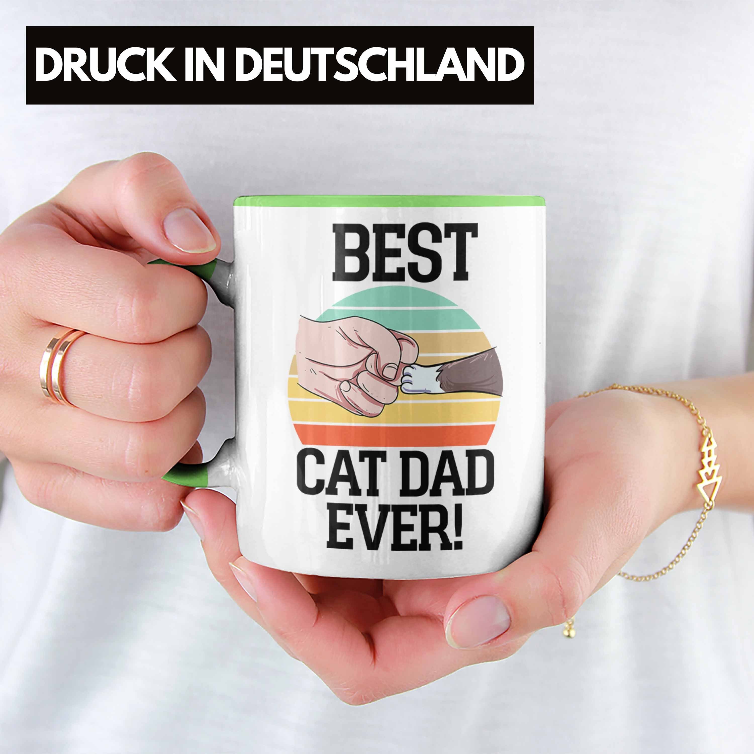 Trendation Tasse Geschenkidee für Katzen-Papa Ever Grün Best Dad Tasse Katzenmotiv Cat