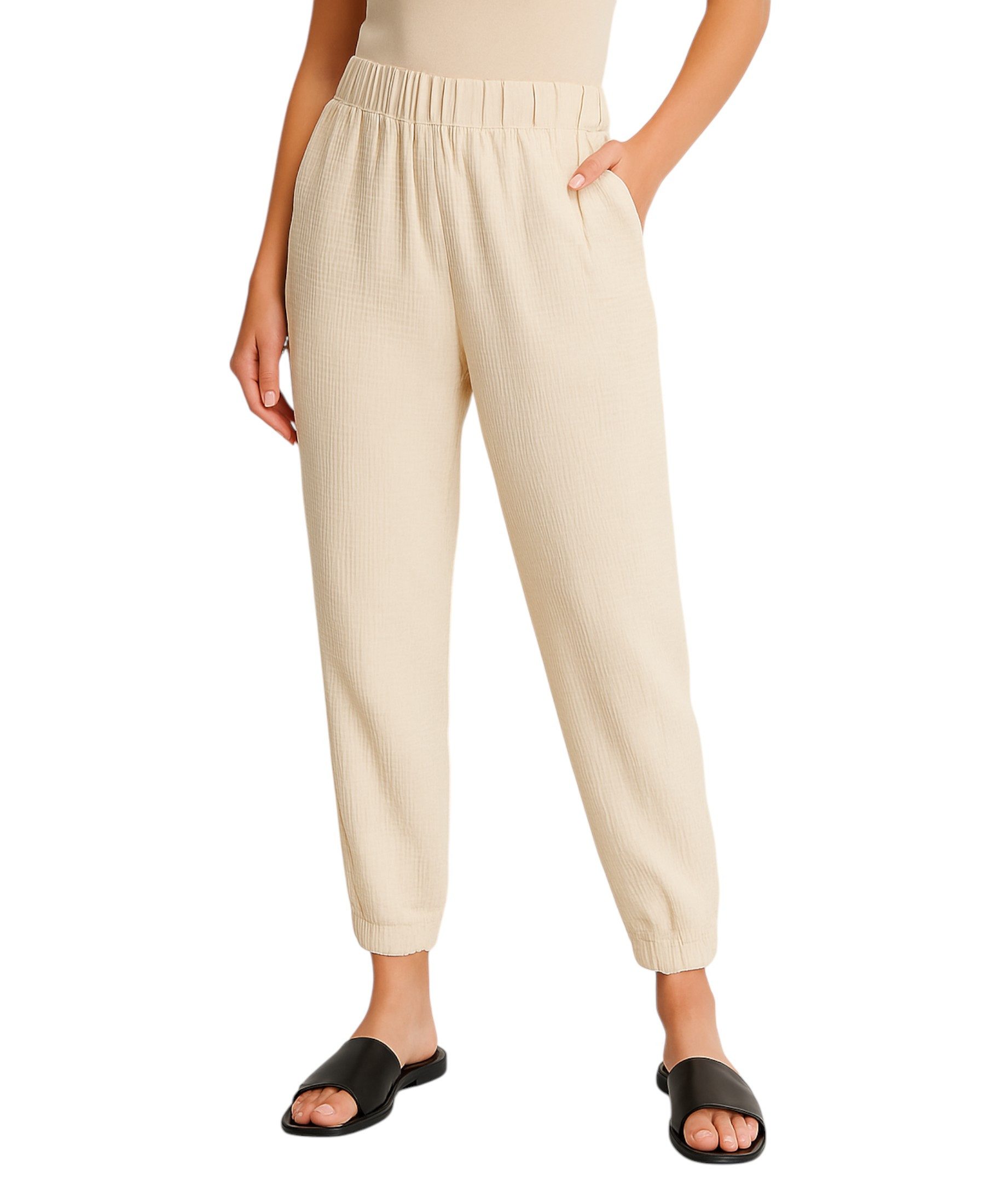 fashionshowcase Stoffhose Damen Musselin Stoffhose 100% günstig online kaufen