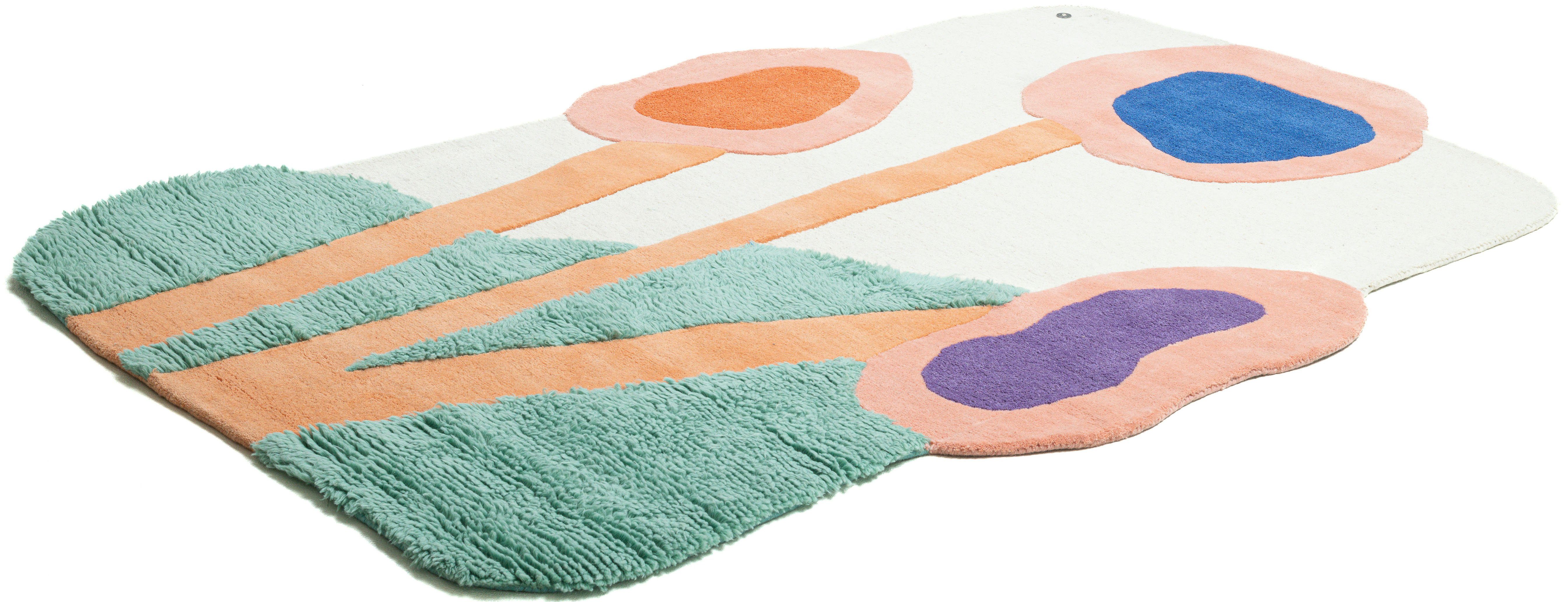 TOM TAILOR HOME Designteppich Bings Colorful Poppy, rechteckig, Höhe: 10 mm, Kurzflor, reine Wolle, modernes Design, abstrakte Blumen