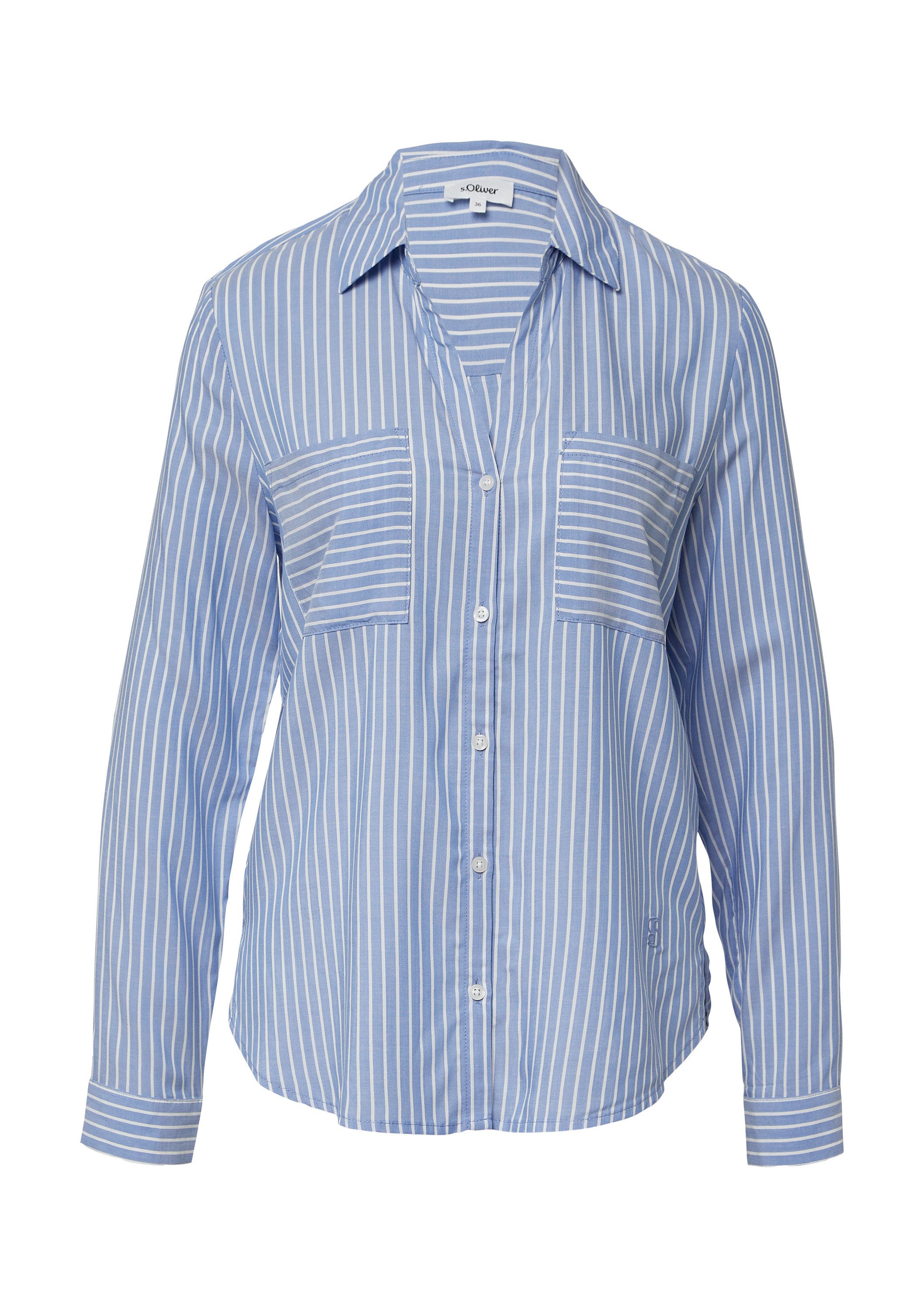 s.Oliver Langarmbluse Bluse Streifenbluse mit aufgesetzten Taschen günstig online kaufen