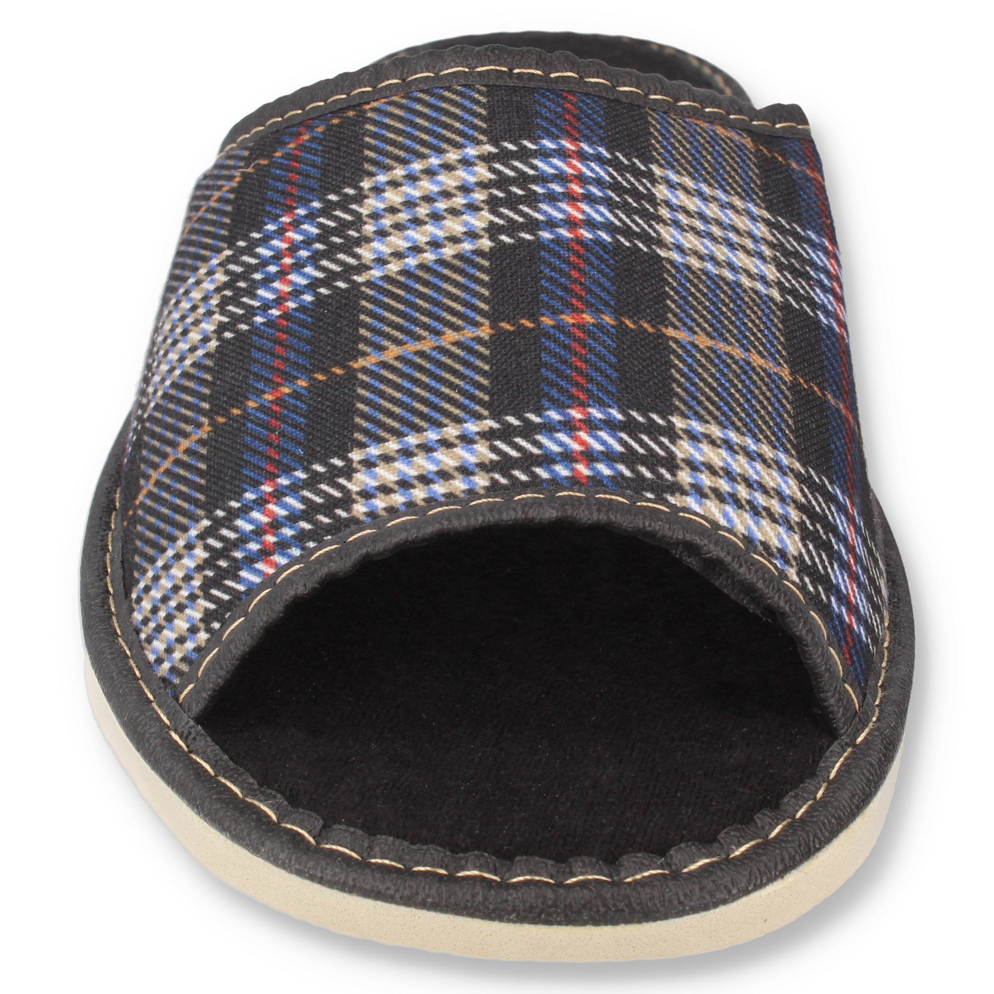 filsko Vejen Herren offen Hausschuh kariert, Slip-On, Open-Toe, samtweich – Bild 4 von 5