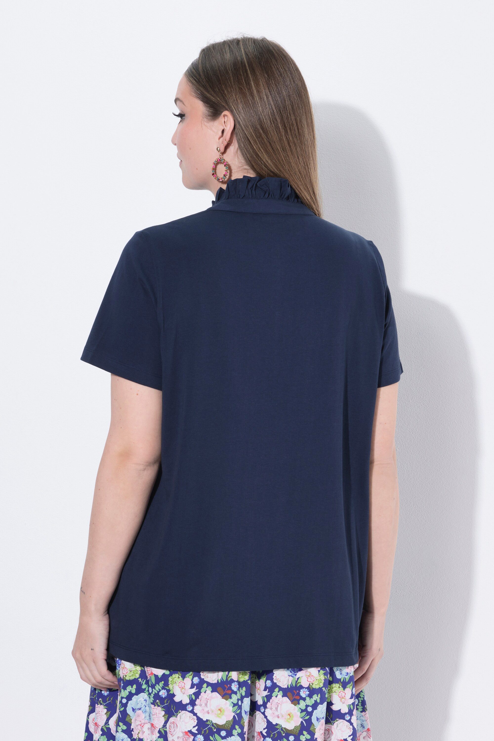 Ulla Popken T-Shirt T-Shirt Rüschen Classic Halbarm