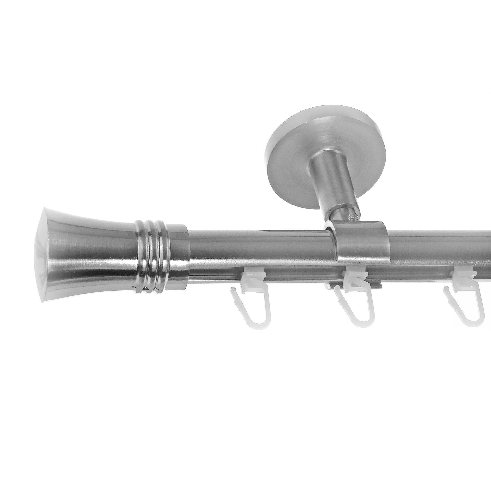 BASIT Gardinenstange Innenlauf Edelstahloptik 20mm mit Deckenträgern 600 cm E86, Ø 20 mm, 1-läufig, verschraubt, Aluminium, D30 600 cm E86 Knauf