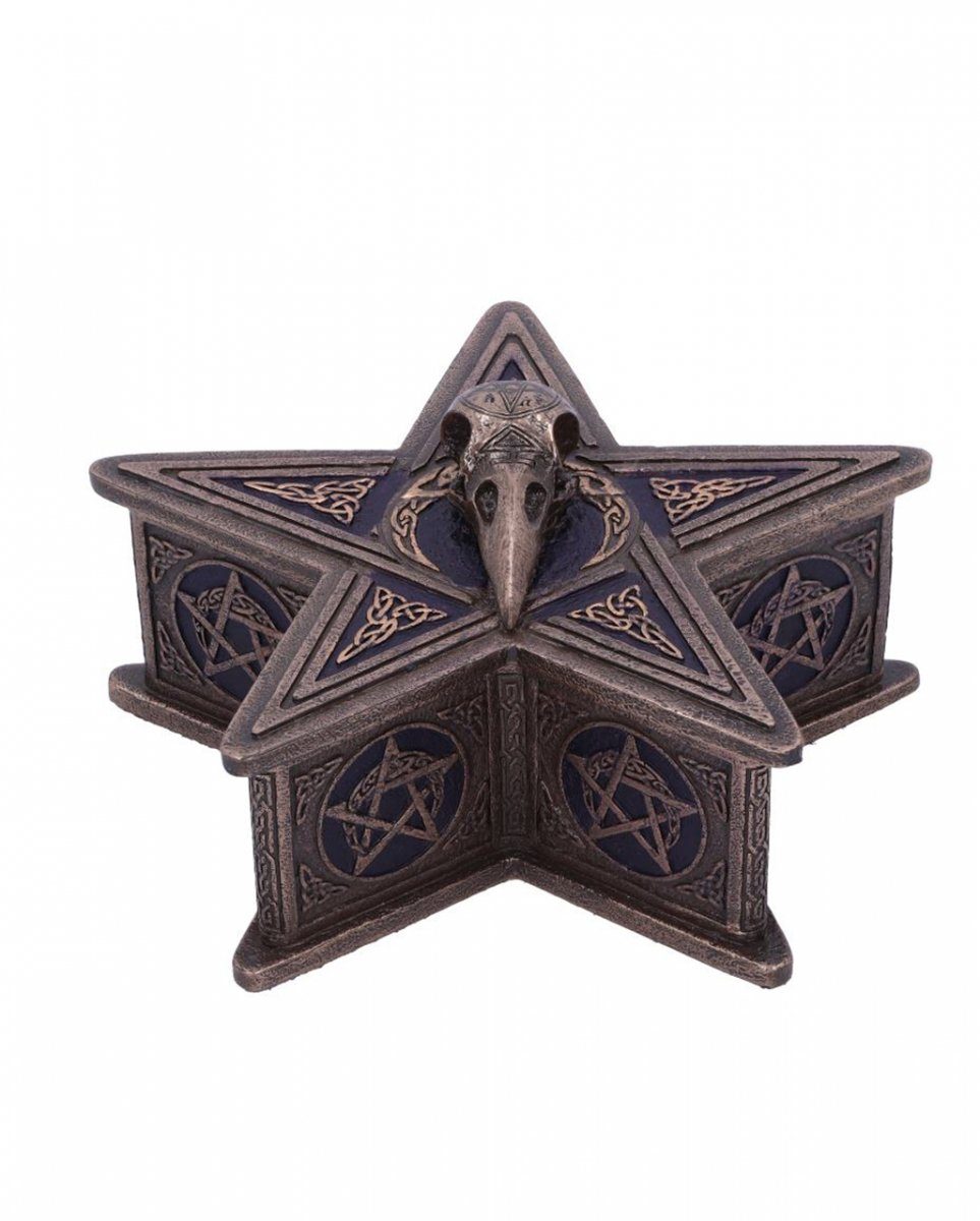 Schmuckschatulle Dekofigur 16,5c Horror-Shop mit Rabenschädel Pentagramm