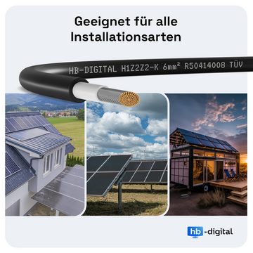 HB-DIGITAL PV Kabel Solarleitung H1Z2Z2-K Photovoltaik 6mm2 Solarkabel, (500 cm), TÜV Rheinland zertifizierte PV Kabel
