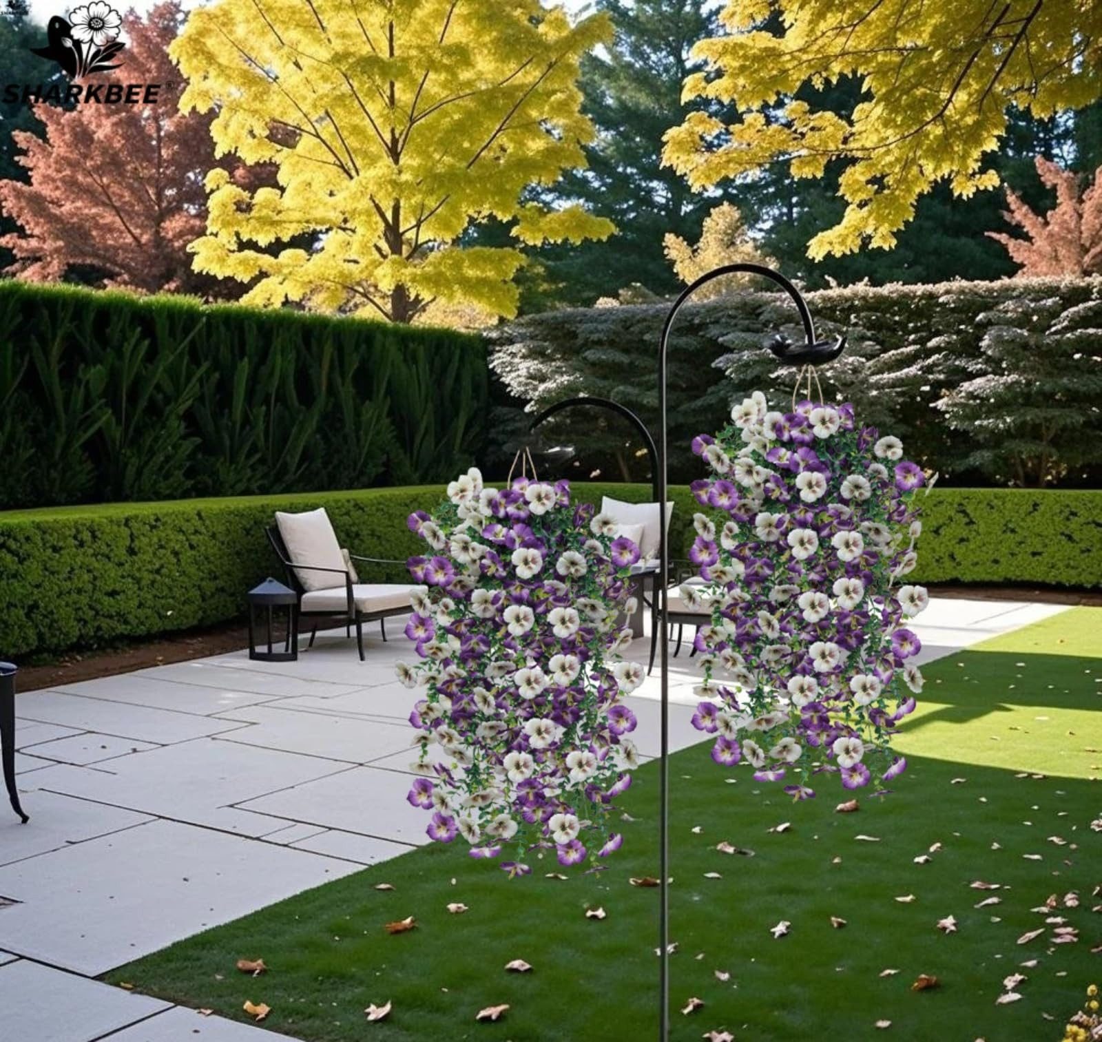 Kunstblumenstrauß 4 Stück Künstlich Hängende Blumen, Kunstblumen, Agger, Veilchen, Grünpflanzen und Ranken – Bild 2 von 5
