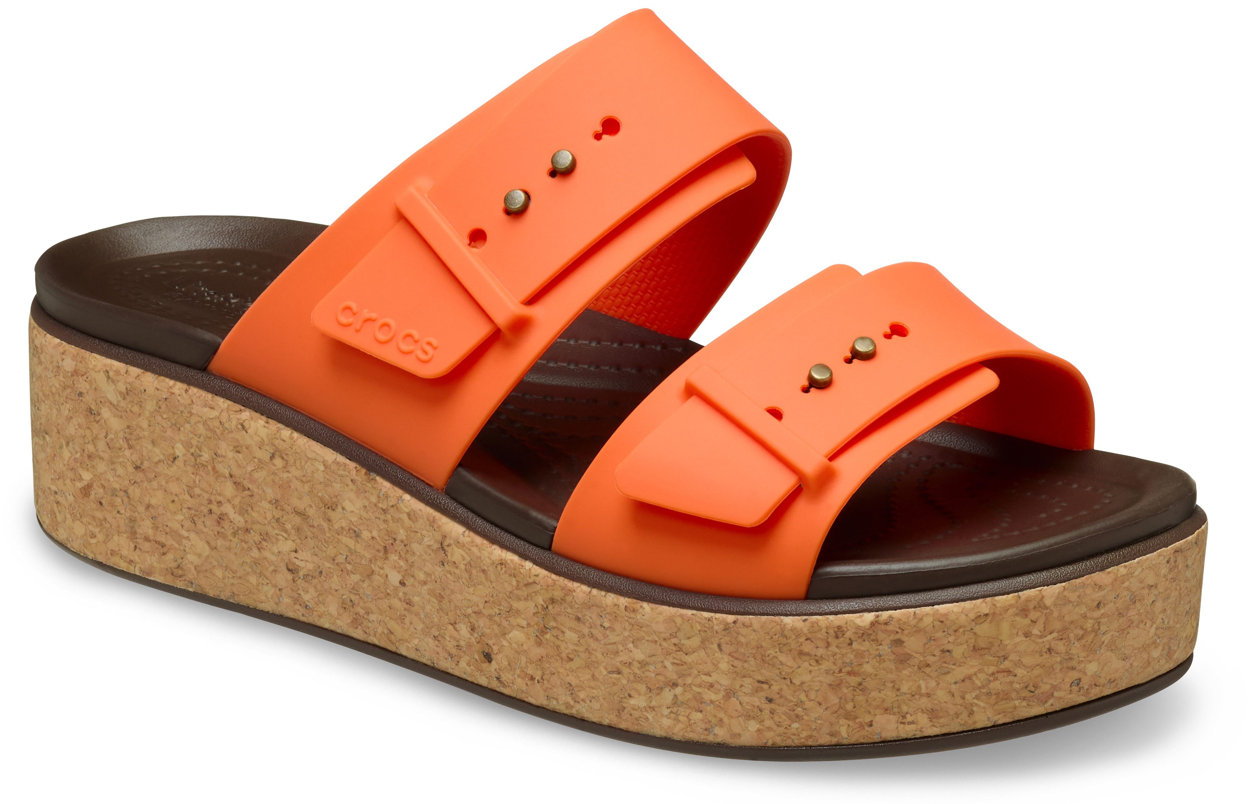 Crocs Brooklyn Cork Buckle Keilpantolette, Keilsandale, Plateausandale mit LiteRide™ Schaumfußbett