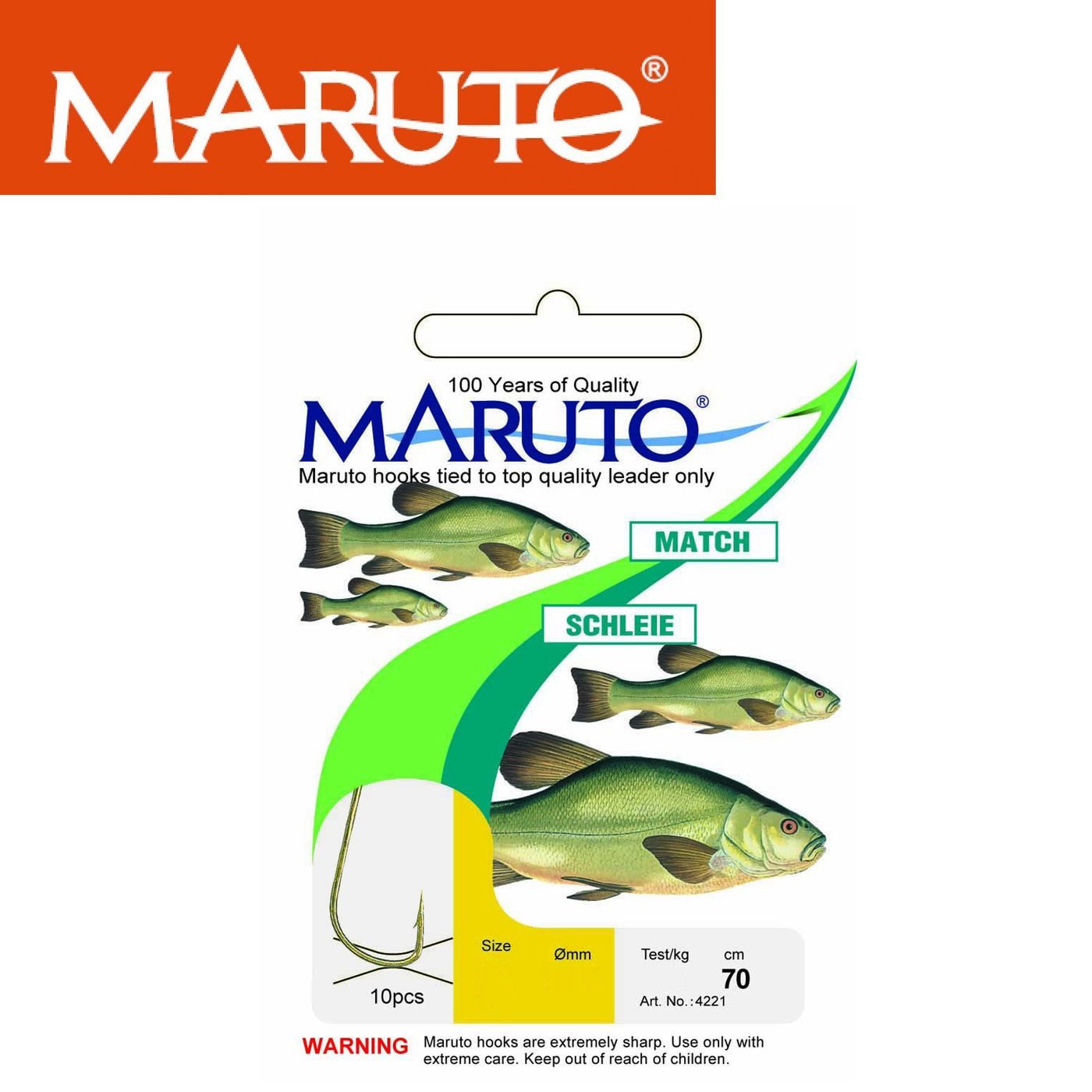 Stipphaken Maruto Match Schleienhaken gebunden - 10 gebundene Angelhaken 70cm