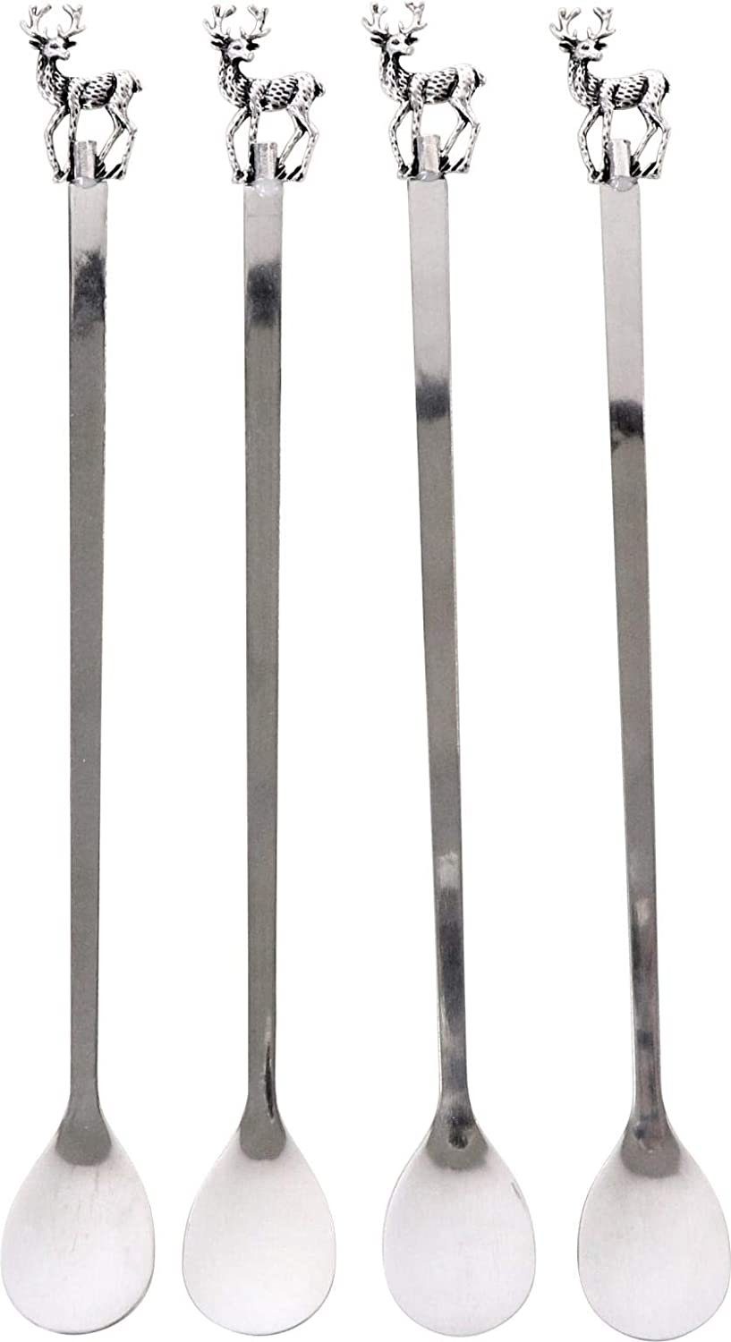 Steinnacher Bärbel Kaffeelöffel Langstiellöffel Hirsch 4teiliges Set (4 Stück), langstielig