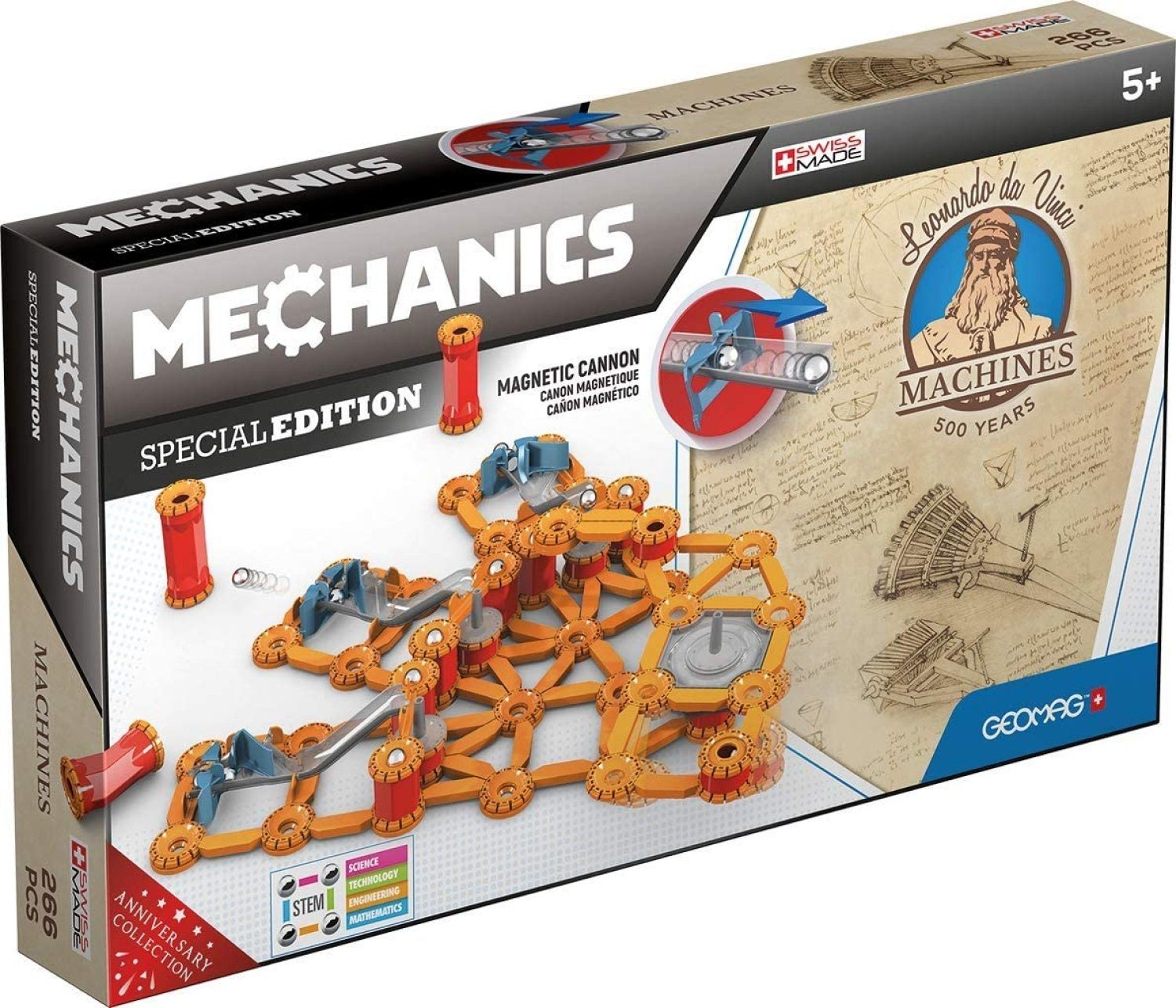 Geomag™ GEOMAG SPECIALEDITION - Mehrfachkanone - Leonardo Da Vinci -Murmelbah Magnetspielbausteine, (Packung, 266 St., Bausteine)
