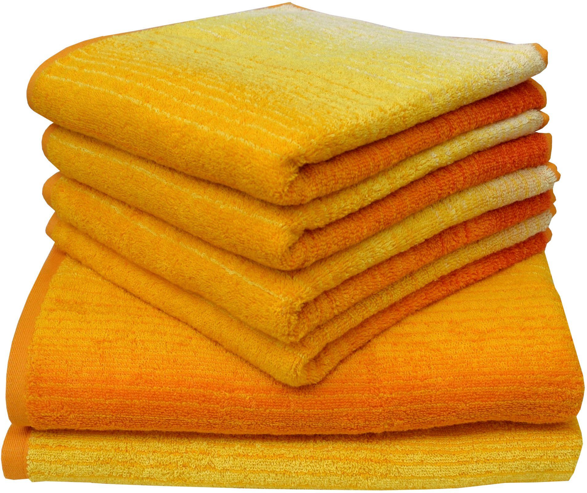 Dyckhoff Handtuch Set mit Farbverlauf, Walkfrottee, (Set, 6-tlg), mit Farbverlauf gelb