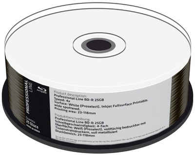 Mediarange Blu-ray-Rohling 25 Professional Rohlinge Blu-ray BD-R full printable 25GB 4x Spindel