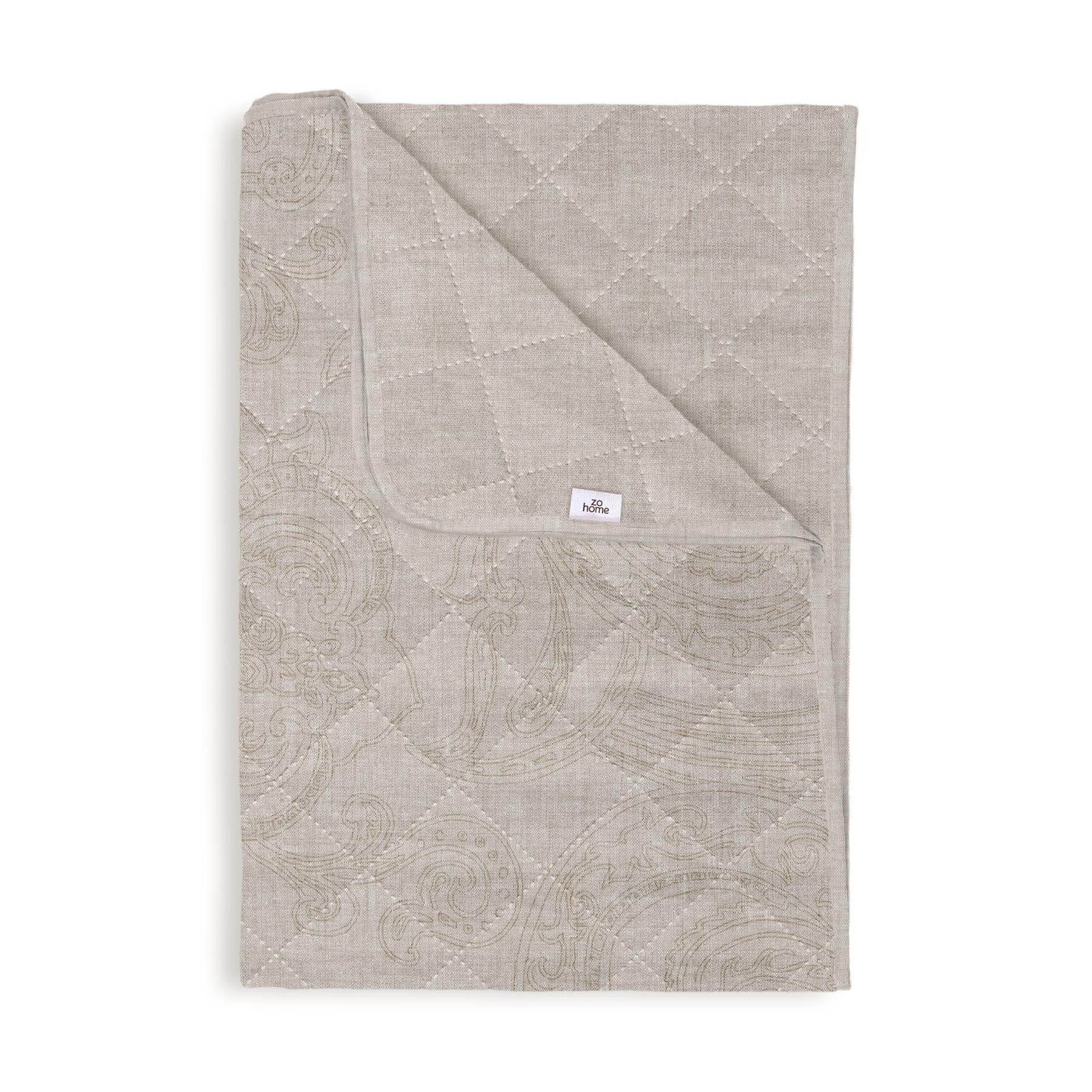 ZO HOME Bettüberwurf Paisley di Lino Bettüberwurf 270x260 Sandy Beige Bettüberwurf 270x260, Bettüberwurf Tagesdecke