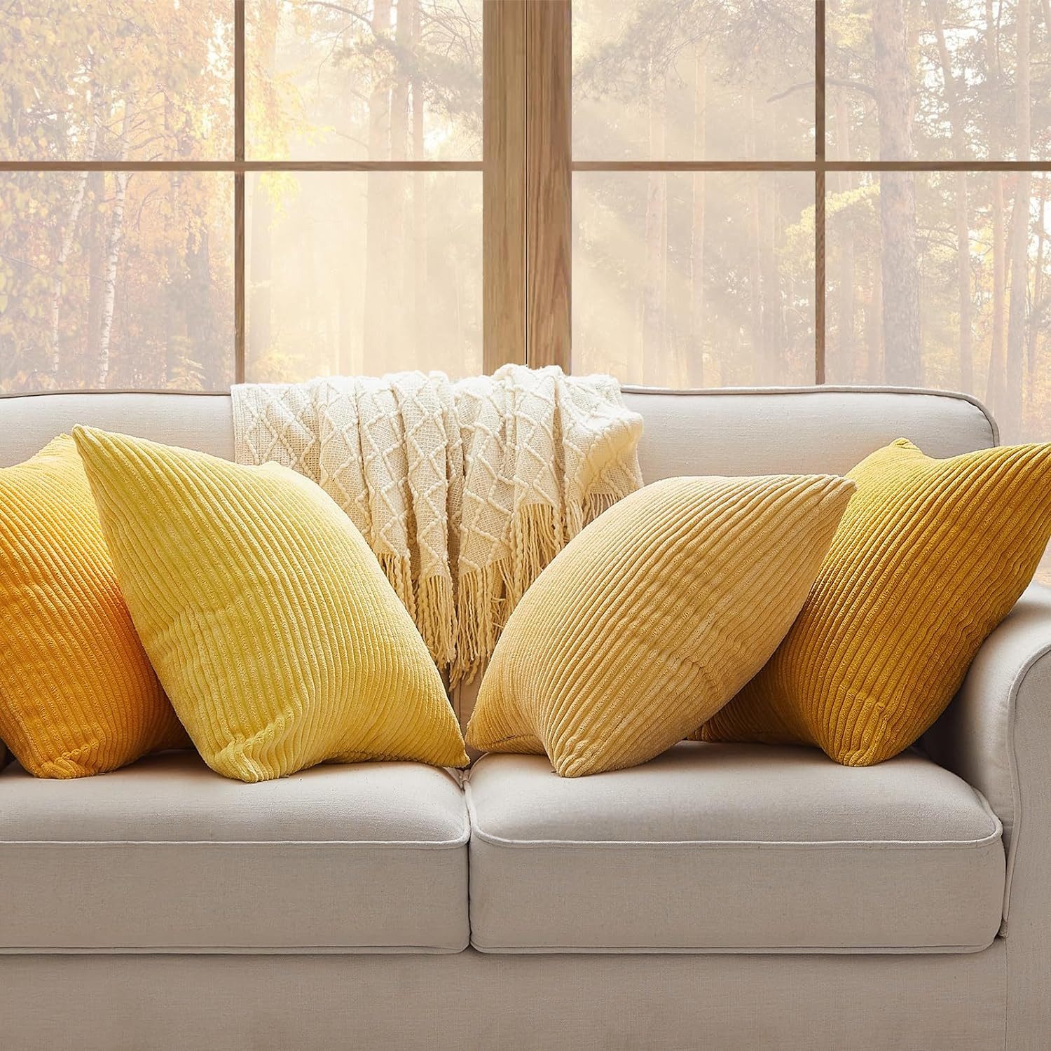 Topfinel Kissenbezüge 4er Set Kordsamt, flauschig Farbverlauf, Gestreift, s günstig online kaufen