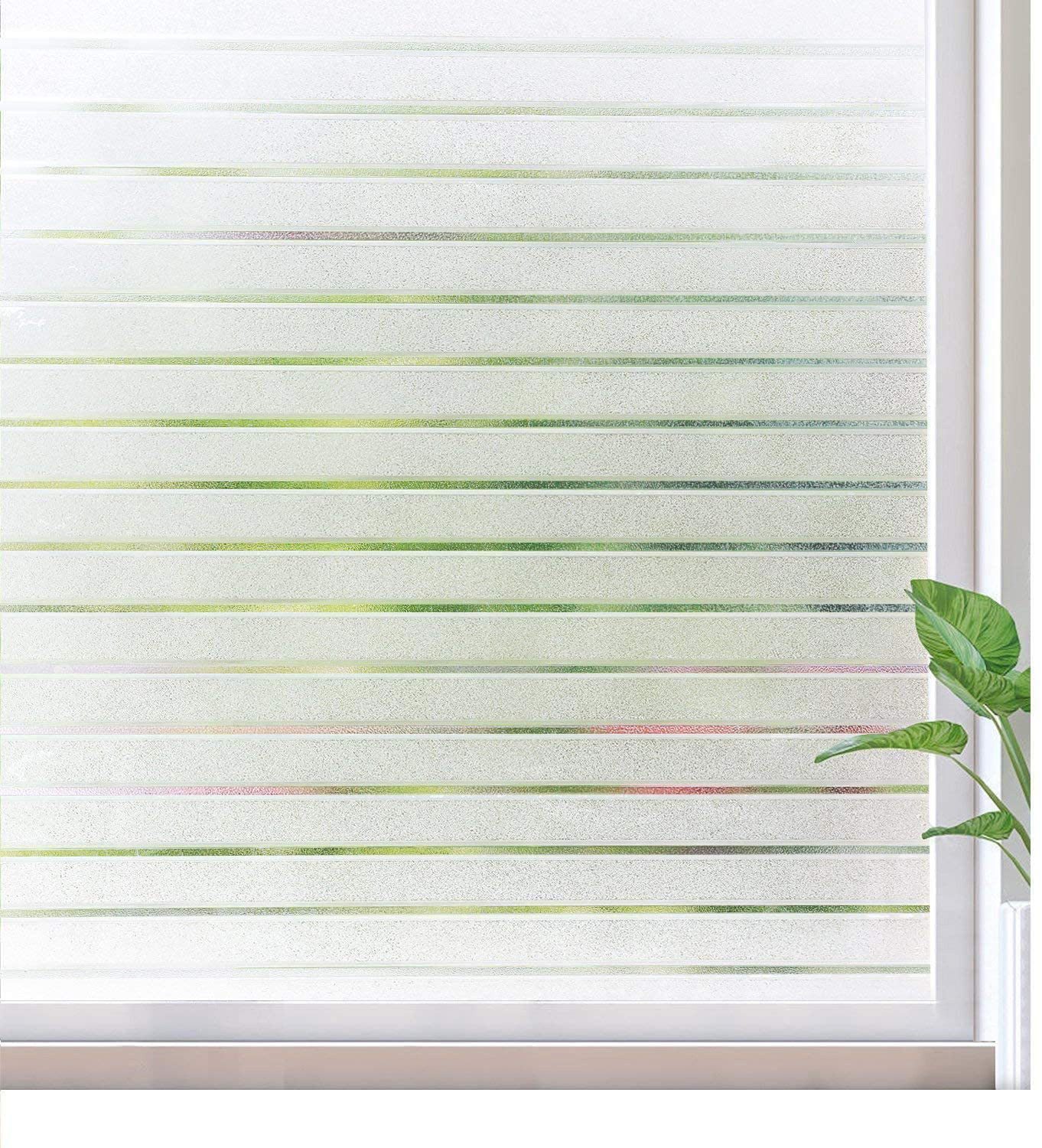 Fensterfolie Blickdicht Streifen Sichtschutzfolie Selbstklebend Milchglasfolie, Caterize, halbtransparent