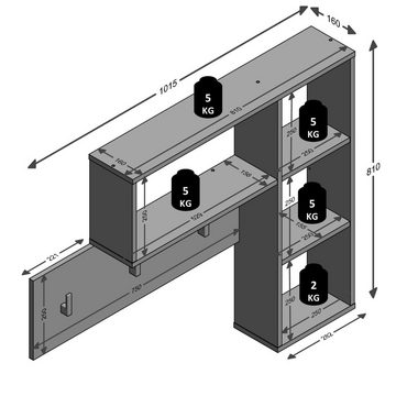 FMD Garderobenständer Wandgarderobe 4 Offene Fächer Weiß, (1 St)