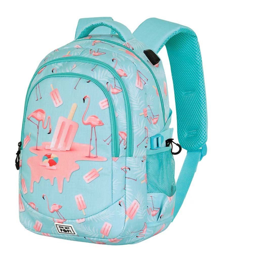 Oh My Pop! Laptoprucksack Ice Flamingo großer Rucksack Tagesrucksack Alltagsrucksack, USB-Anschluss für elektronische Geräte