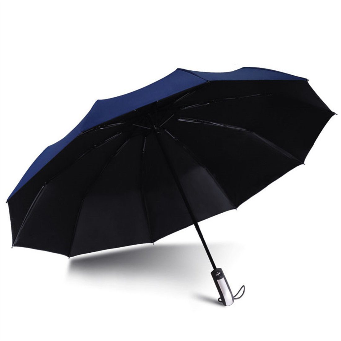 DÖRÖY Taschenregenschirm Vollautomatischer Klappschirm, regenfest, UV-Schutz Sonnenschirm blau