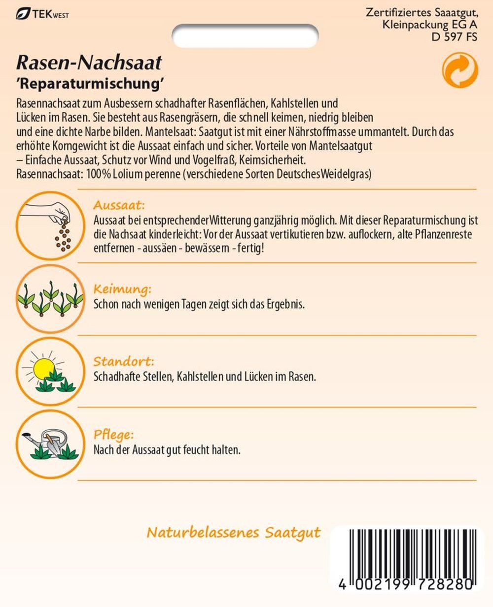 SAMEN PFANN Rasensamen Rasen-Nachsaat Mantelsaat Gras-Samen Mantelsamen Ras günstig online kaufen