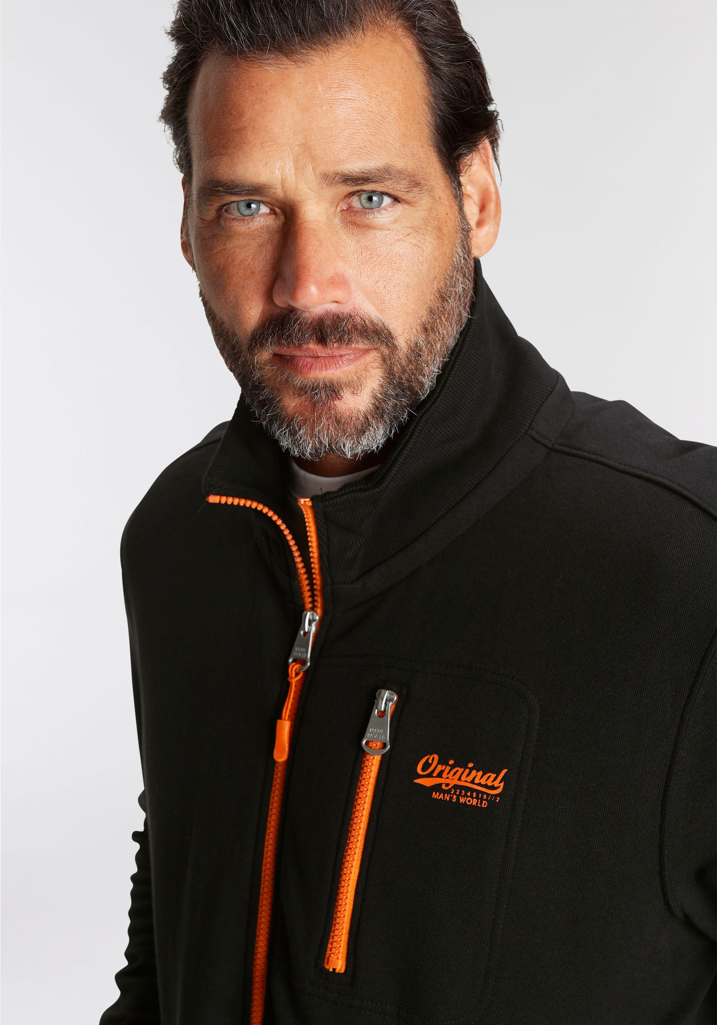 Man's World Sweatjacke mit kontrastfarbigem Reißverschluss