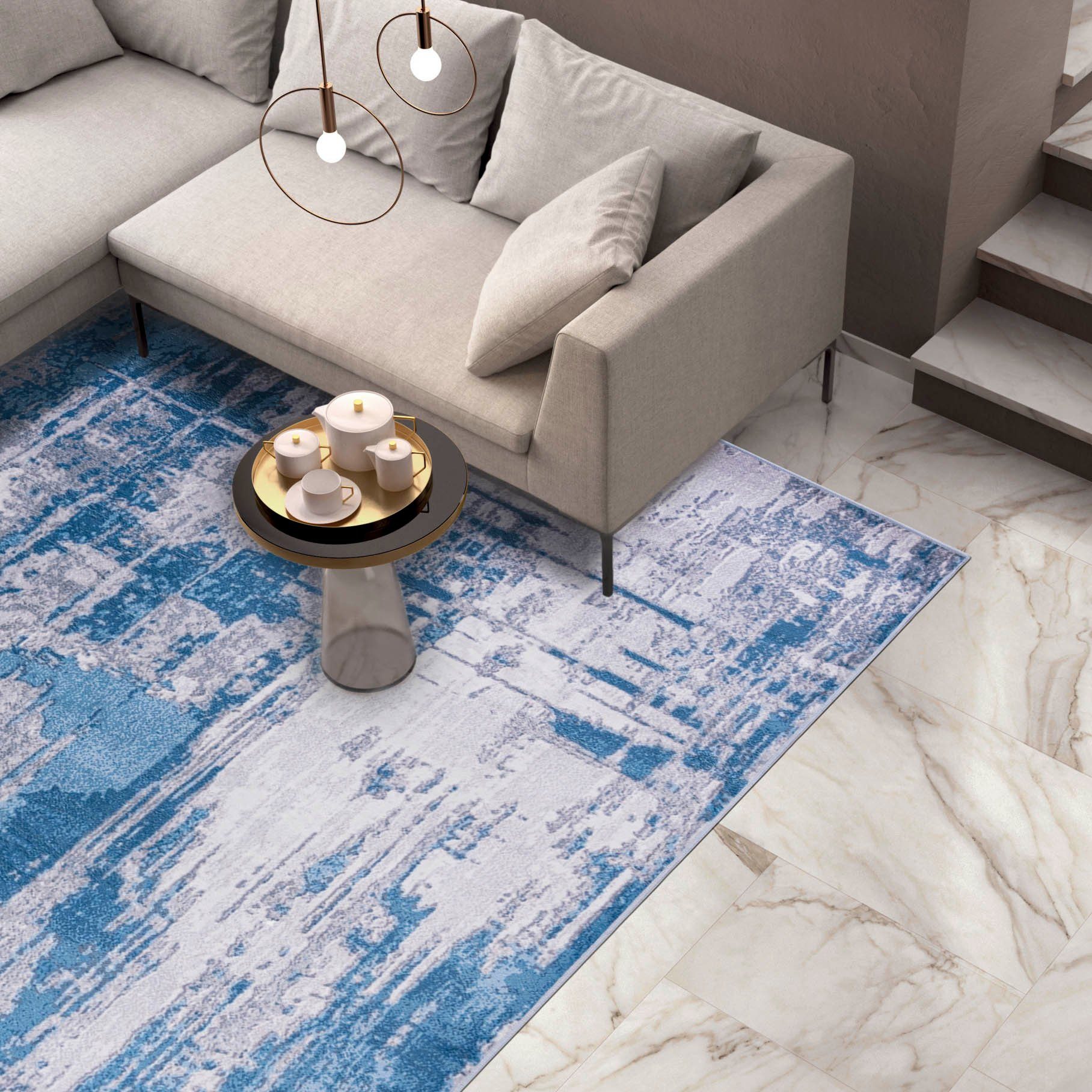 Mazovia Designteppich Modern Teppich Wohnzimmerteppich Abstrakt Vintage Bla günstig online kaufen