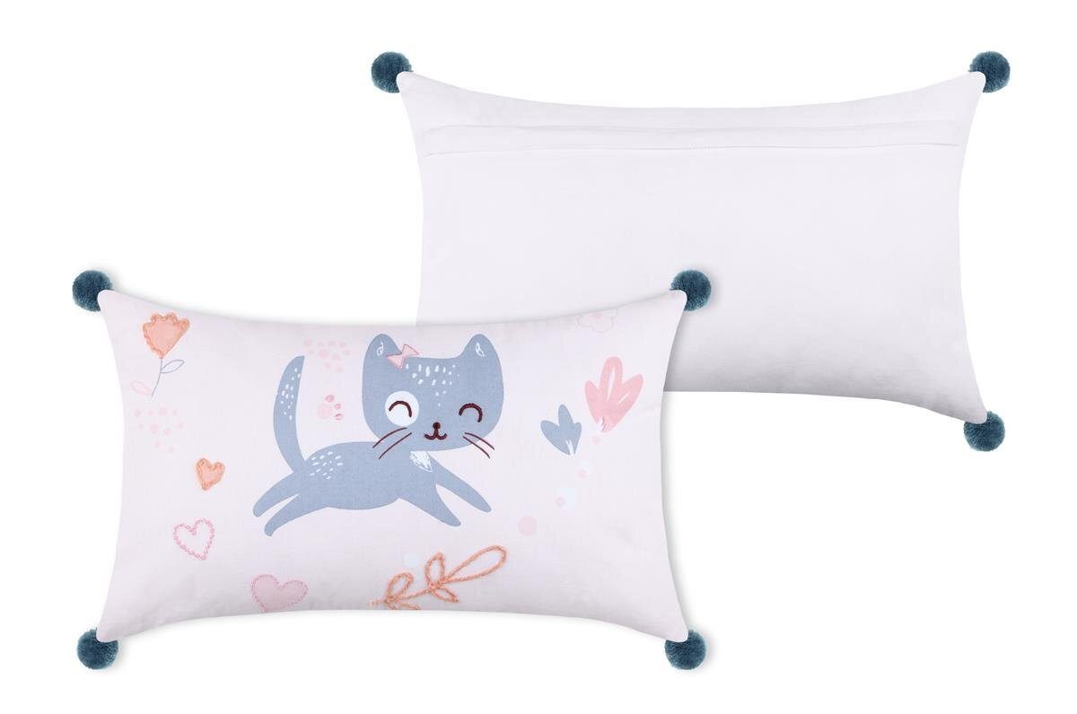 STOF Dekokissen Kinderkissen ZOELINE mit Pompons, 30 x 50 cm