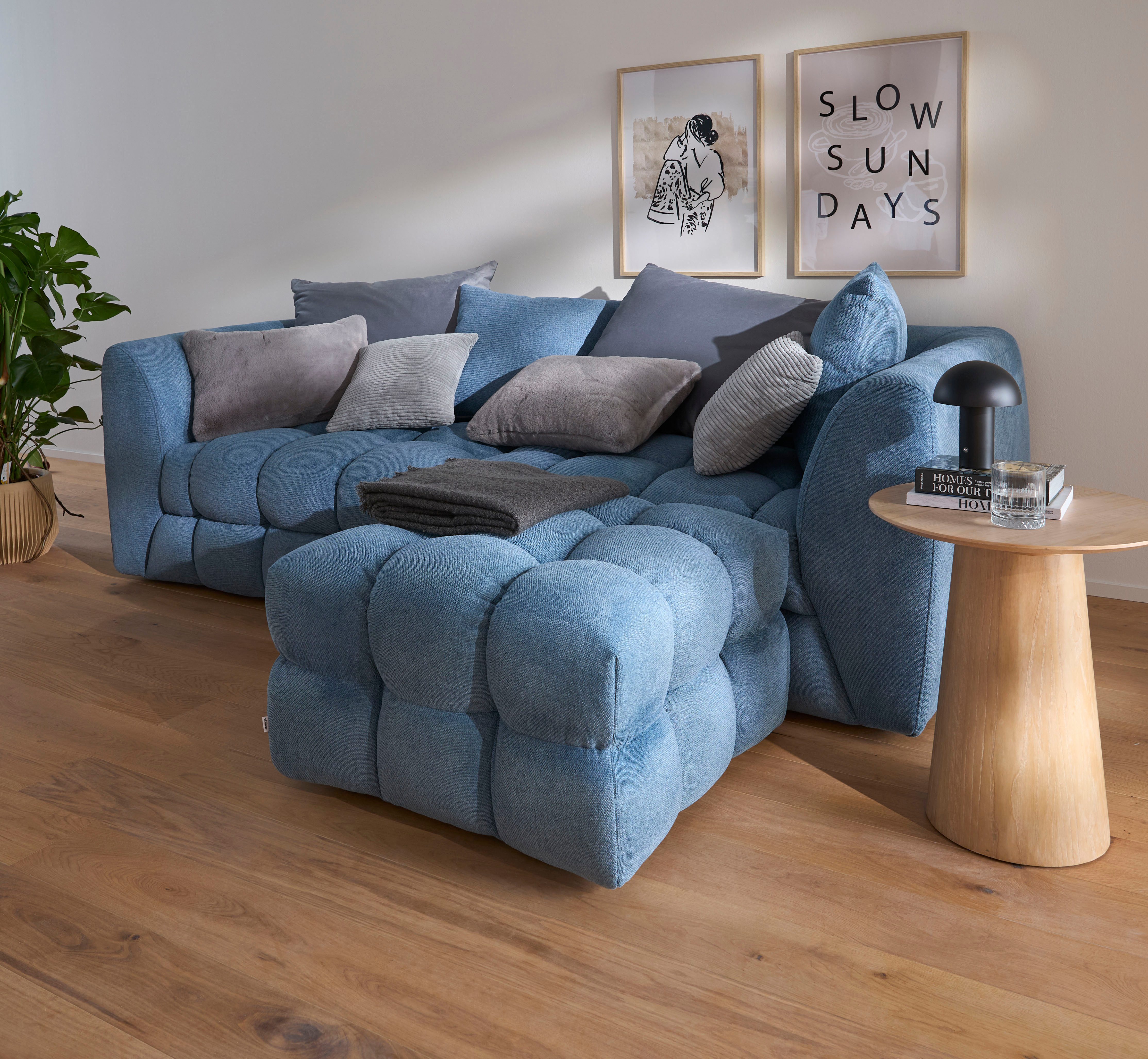 s.Oliver Polsterhocker COBBO Sitzhocker Bubble-Optik, Maße B/T/H: 80/80/48 cm, passend zum Sofa, moderne Steppung und hoher Sitzkomfort