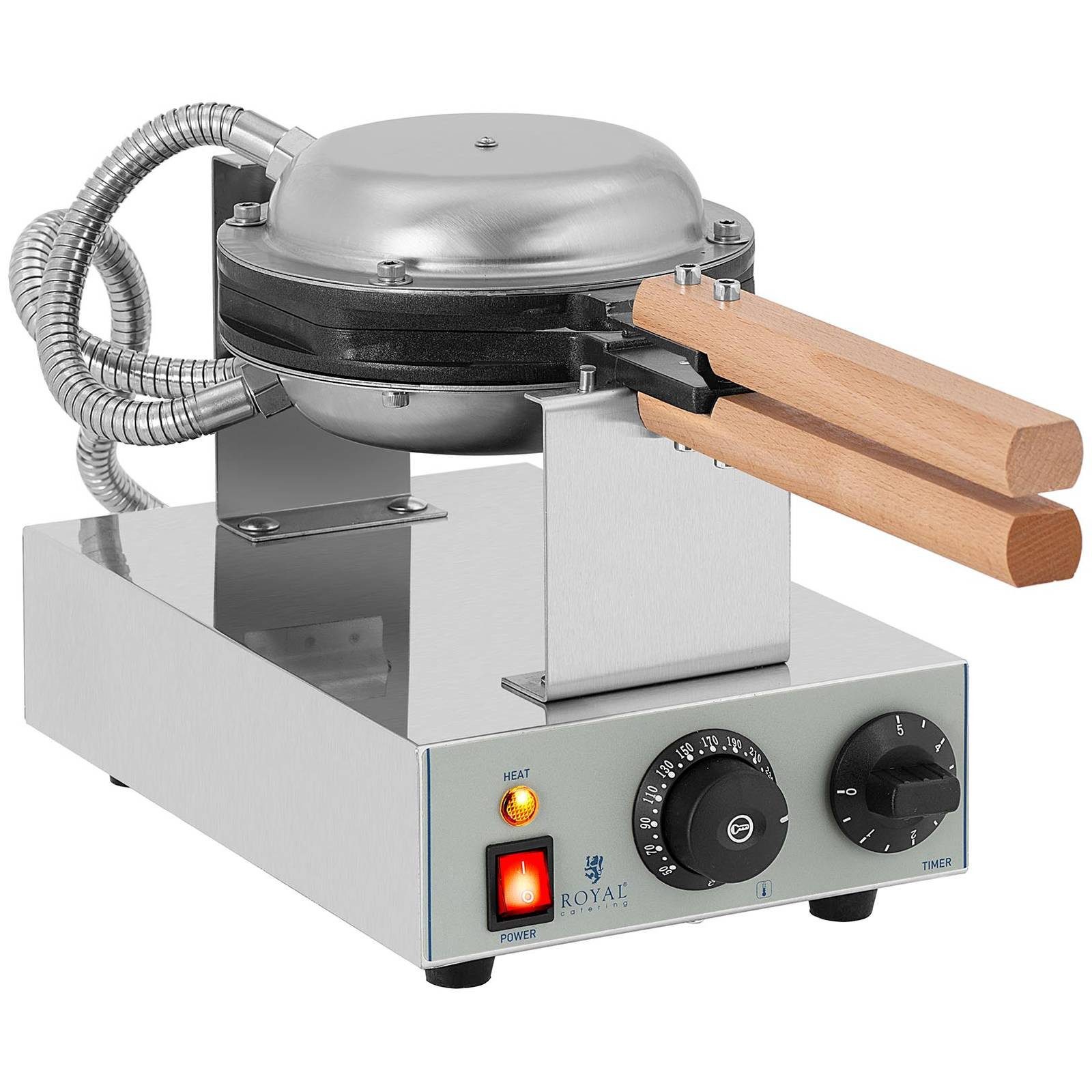 Royal Catering Waffeleisen Bubble Waffel 1415 W 50 - 250 °C Timer 0 - 5 min rotierbar Teflon, 1415 W