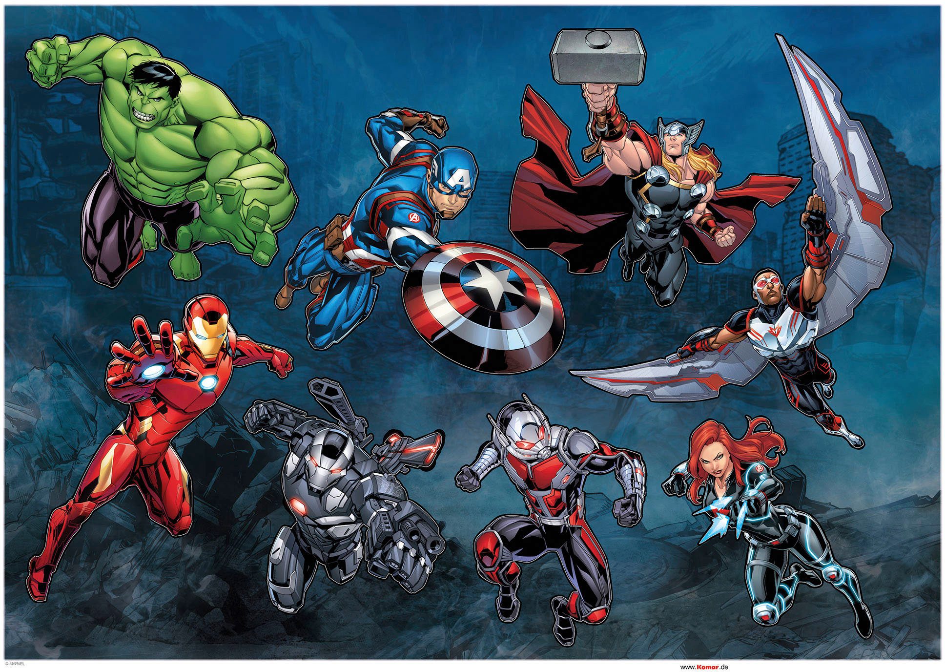 Komar Wandtattoo Avengers Crew - Größe 50 x 70 cm (8 St), Künstler: Komar, selbstklebend, Wandsticker, Kinderzimmer – Bild 2 von 4