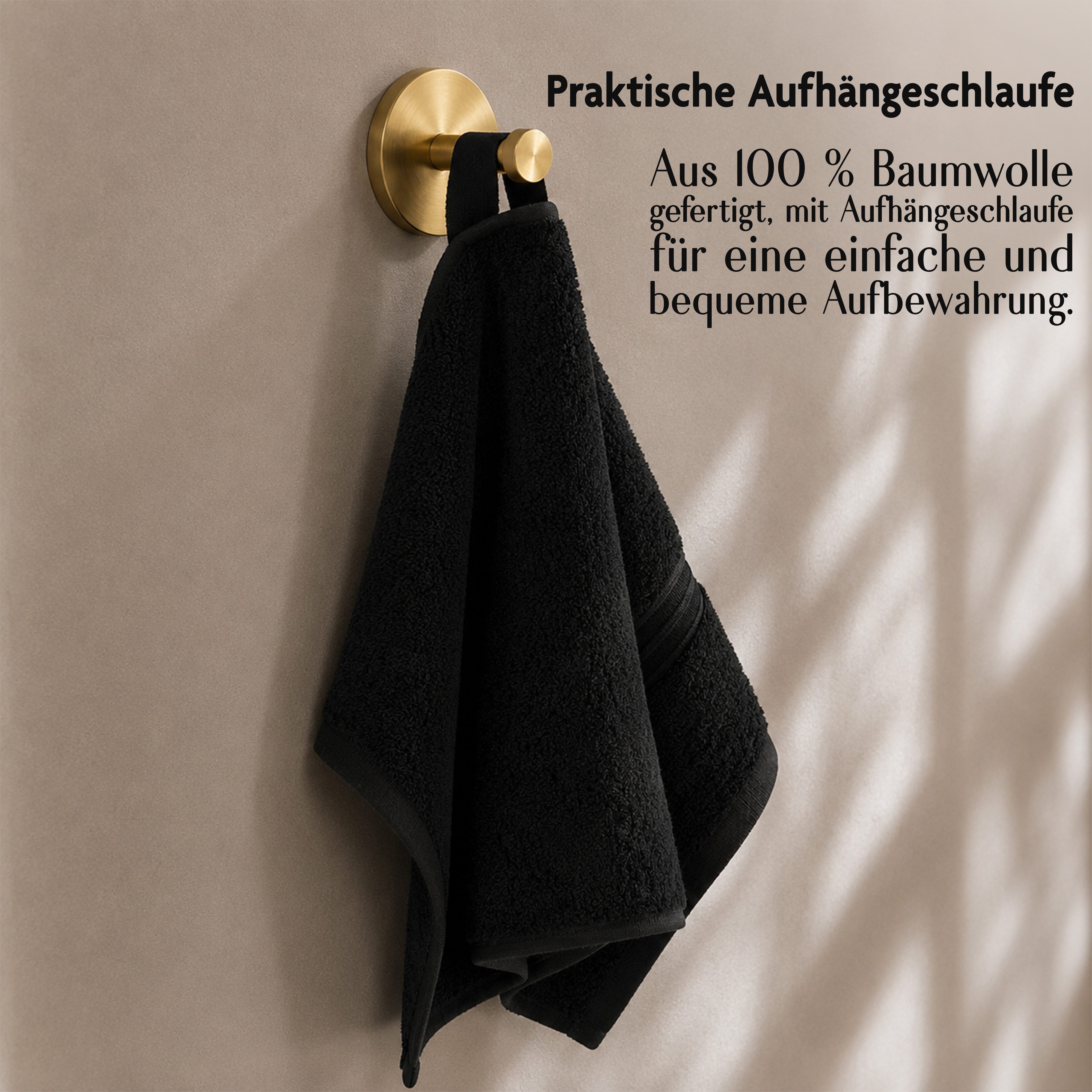 HAMMETEX Gästehandtücher 5er Set, 30x50 cm, weich & saugstark, 100% Baumwolle, Frottier (5-St), mit Bordüre, einfarbig, Schlaufe, 100% Baumwolle Frottee